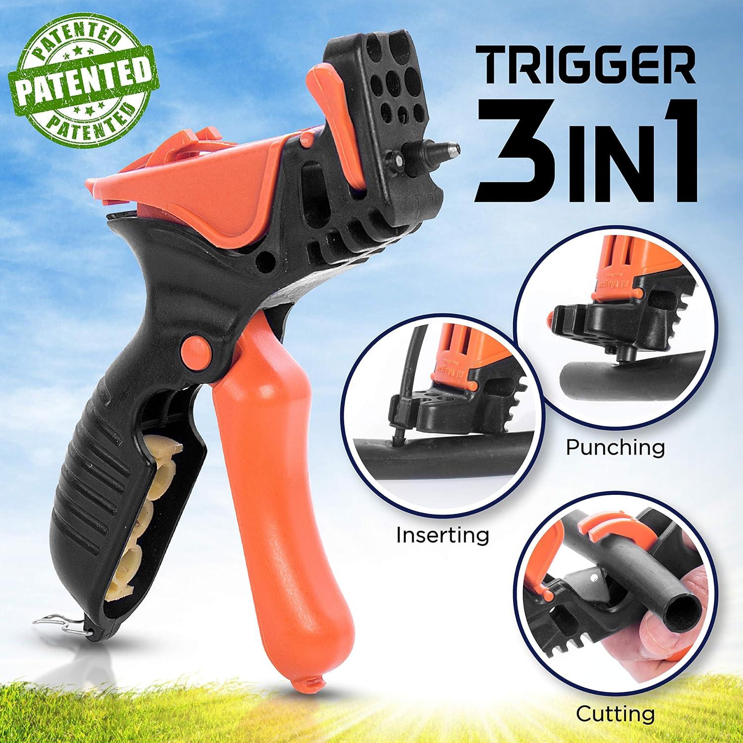 Trigger TR-3, 3 in 1 Garden Drip Irrigation Hole Punch Tool Multitask Punching Cutting Inserting Drip Irrigation Tool, 3mm Punch Tip, Blade for Cutting, Insertion Tool for Dripper 350030-P