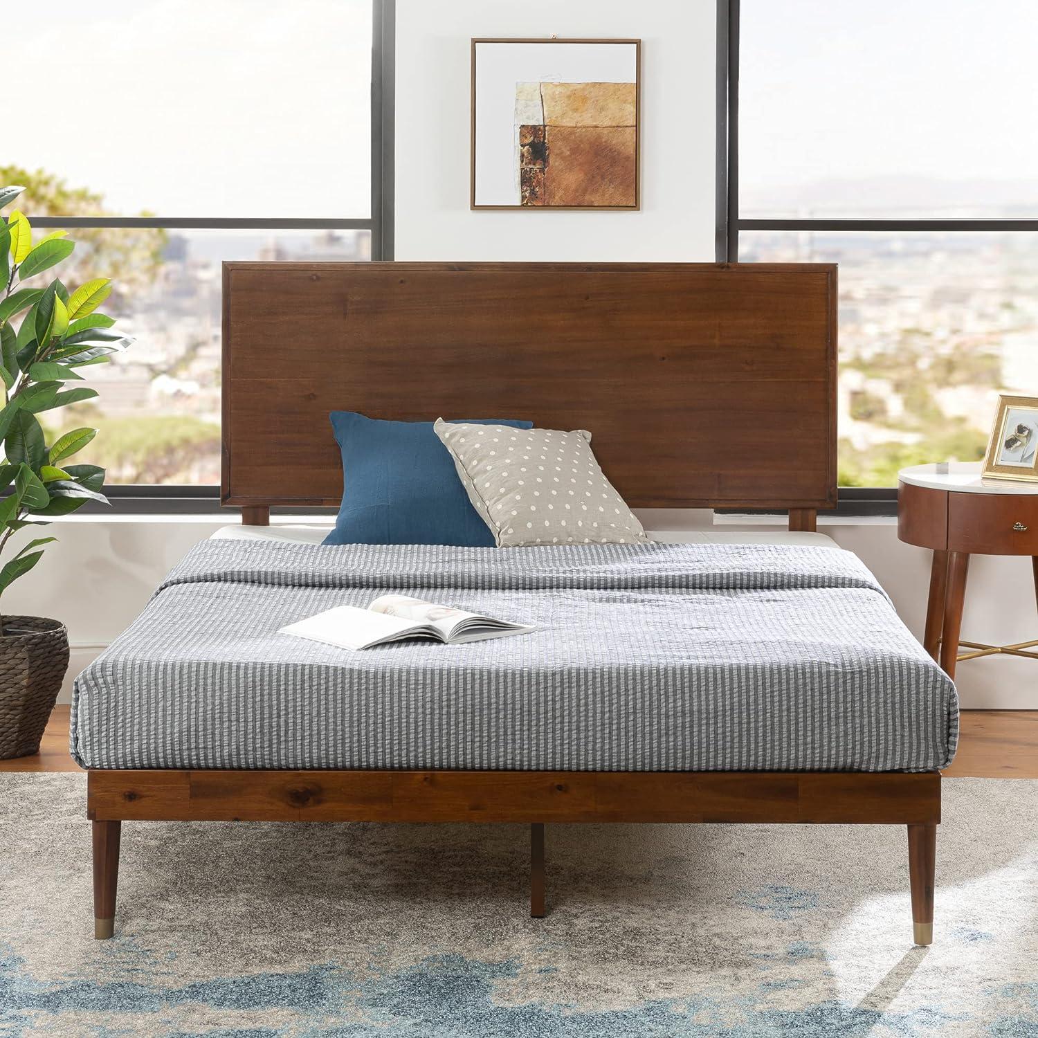 Zinus Raymond 38" Wood Platform Bed Frame with Adjustable Wood Headboard, King