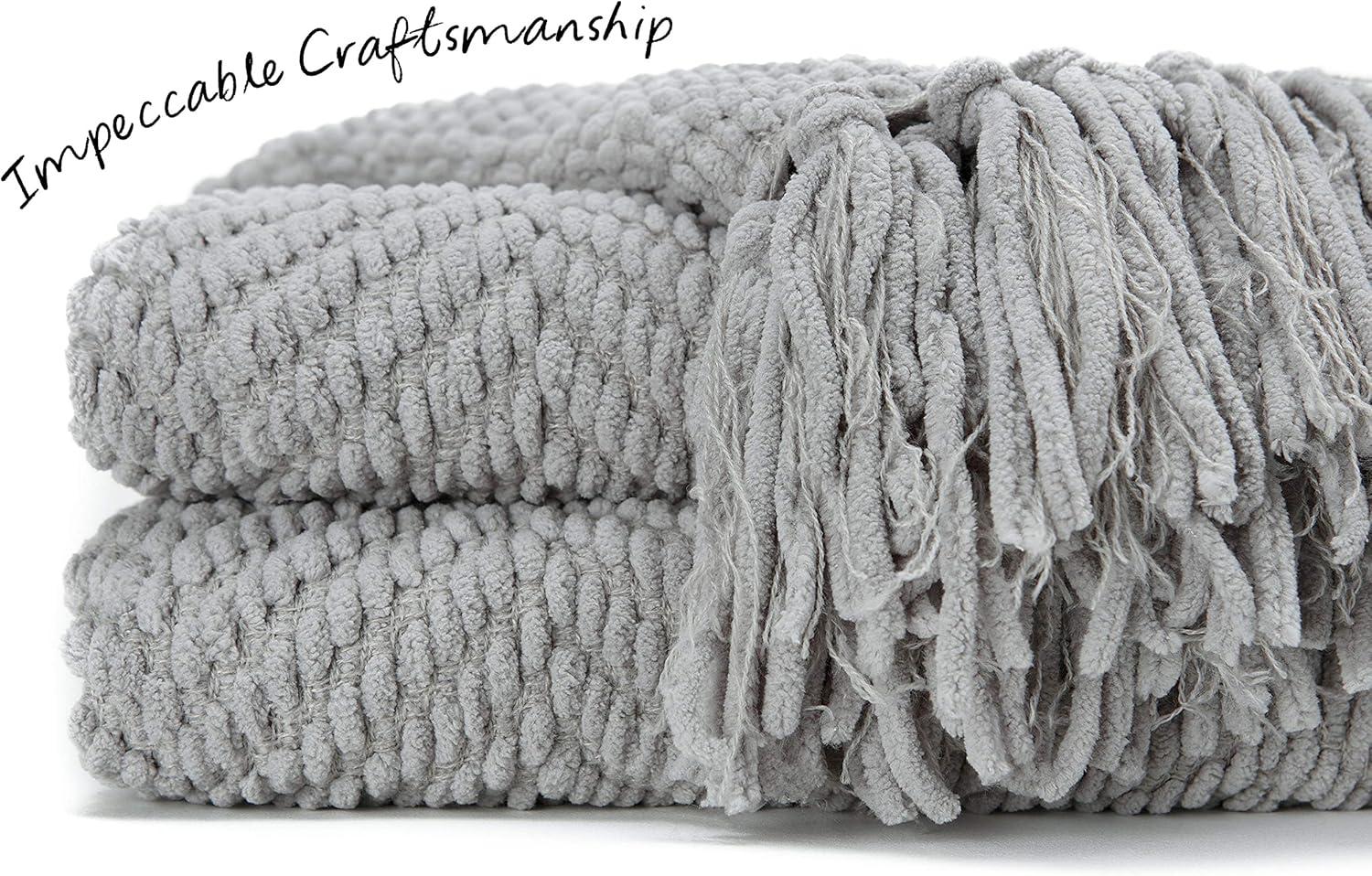 Chanasya Textured Knit Throw Blanket with Tassels