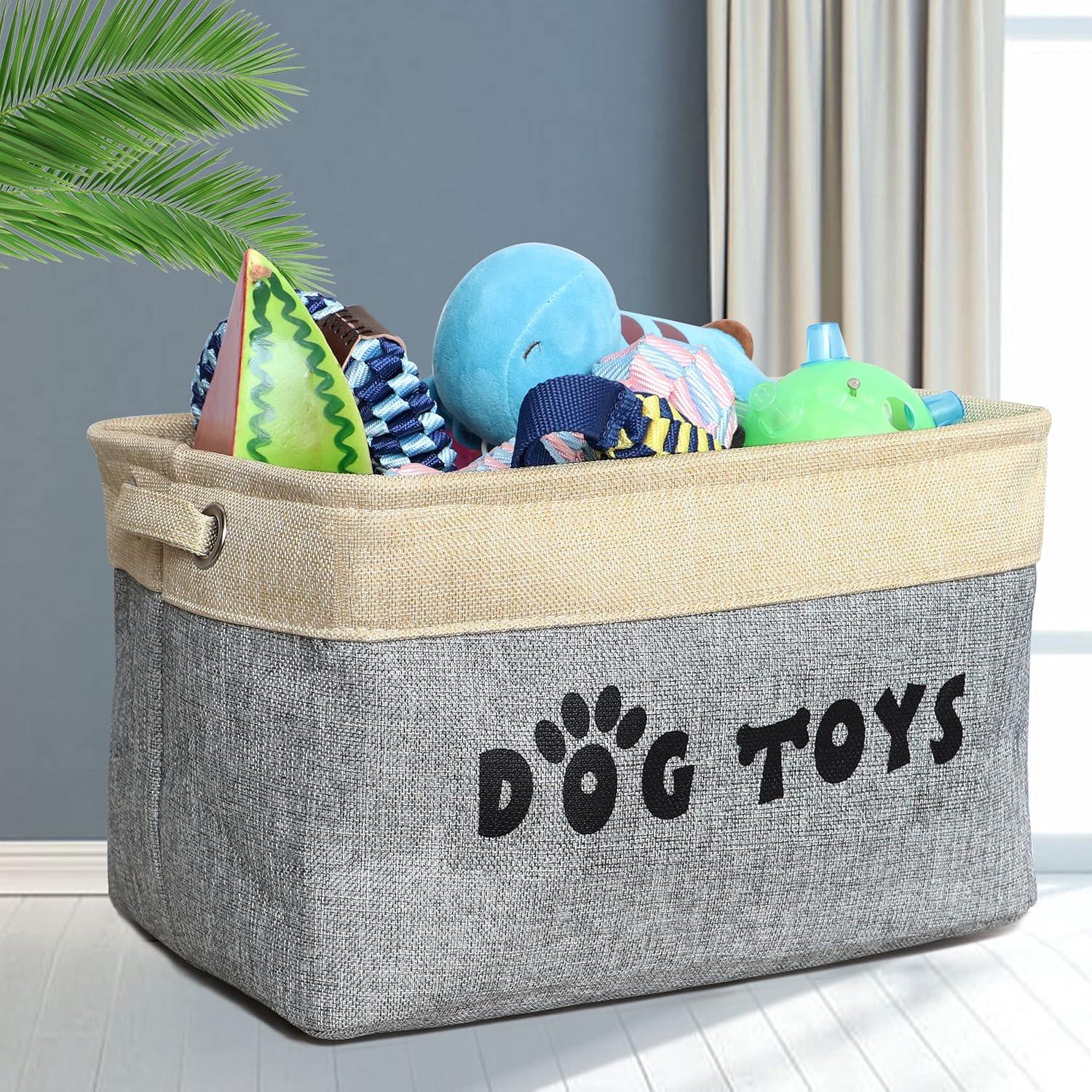 Archie & Oscar™ Dog Toy Basket, Collapsible Dog Toy Bin Box With Comfortable Handles, Large Dog Toy Storage Organizer For Dog Accessories, Pet Toys, Dog Coat & Clothing