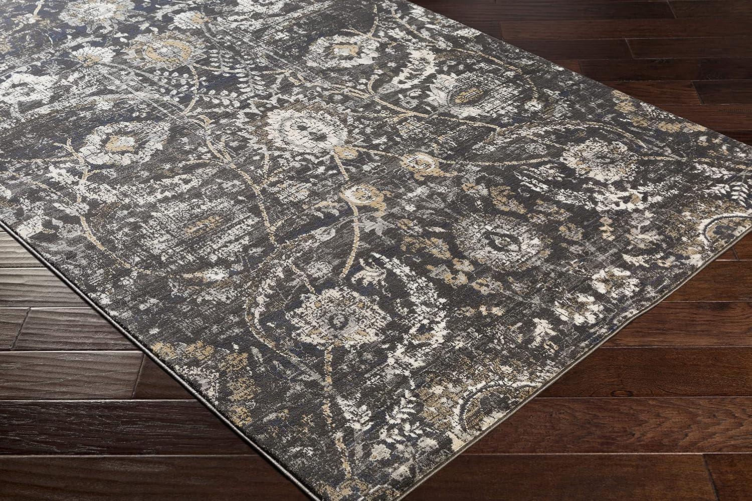 Avellino Beige and Gray Synthetic Fur Rectangular Rug, 2' x 2'11"