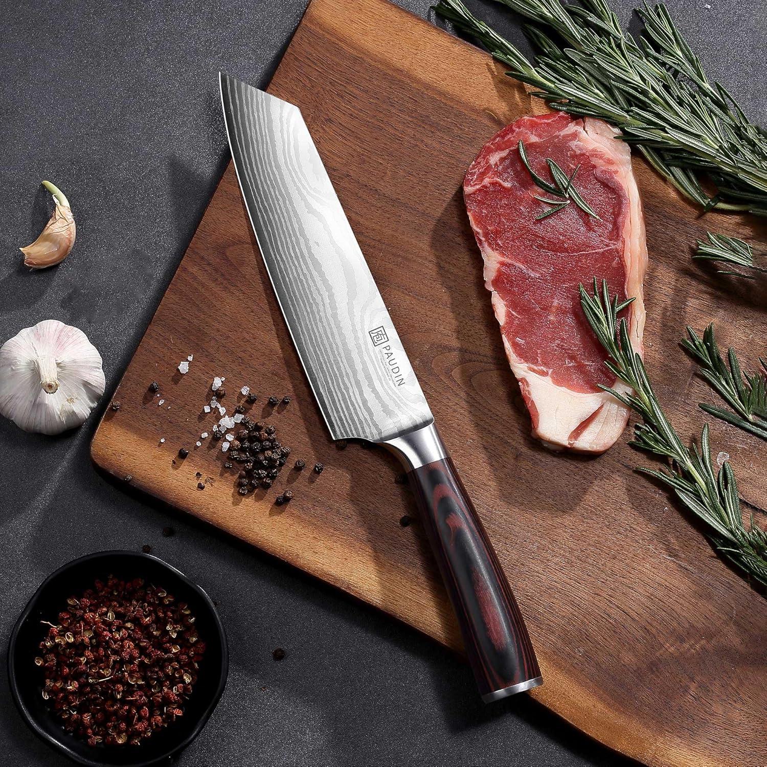 PAUDIN Chef Knife, 8 Inch High Carbon Stainless Steel Sharp Kitchen Knife with Ergonomic Handle, Gift Box for Family & Restaurant C80