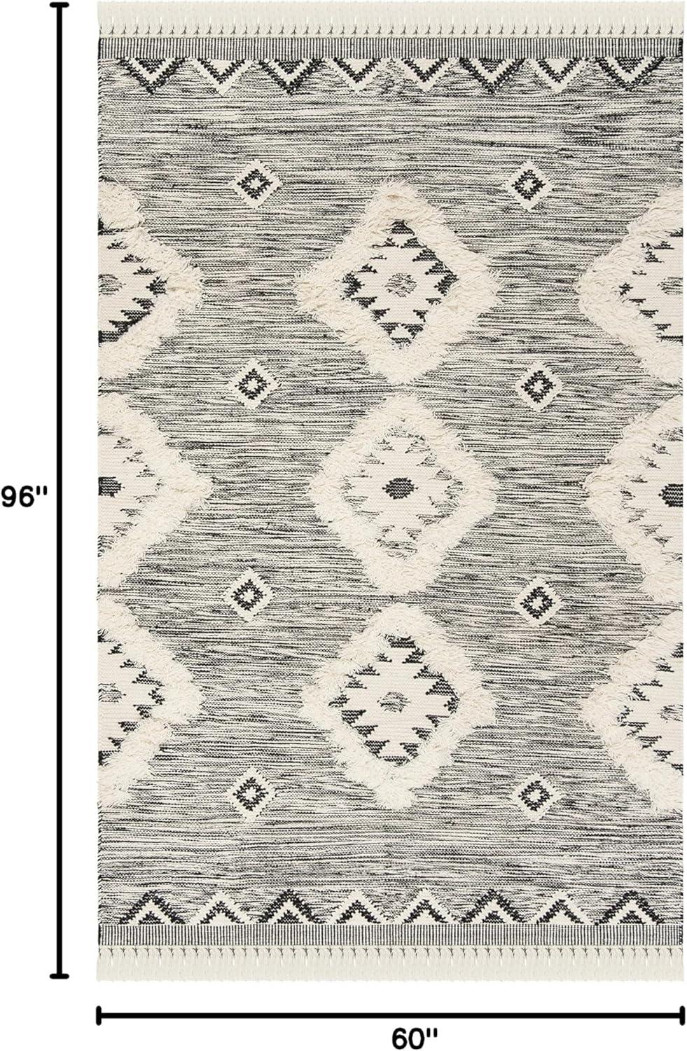 Kenya KNY906 Hand Knotted Area Rug - Black/Ivory - 5'x8' - Safavieh.