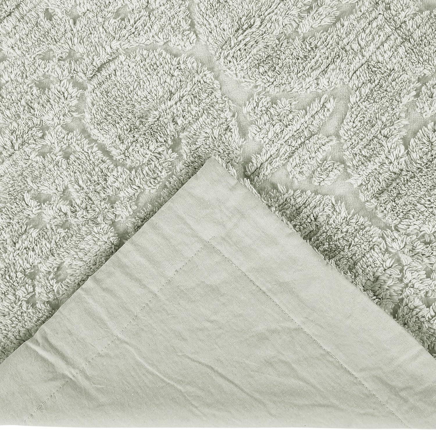 Ashton Collection Chenille Bedspread Set, 100% Cotton Machine Washable Bedding Set, Soft & Breathable Medallion Design Coverlet with Sham, Luxurious All Season Comfort