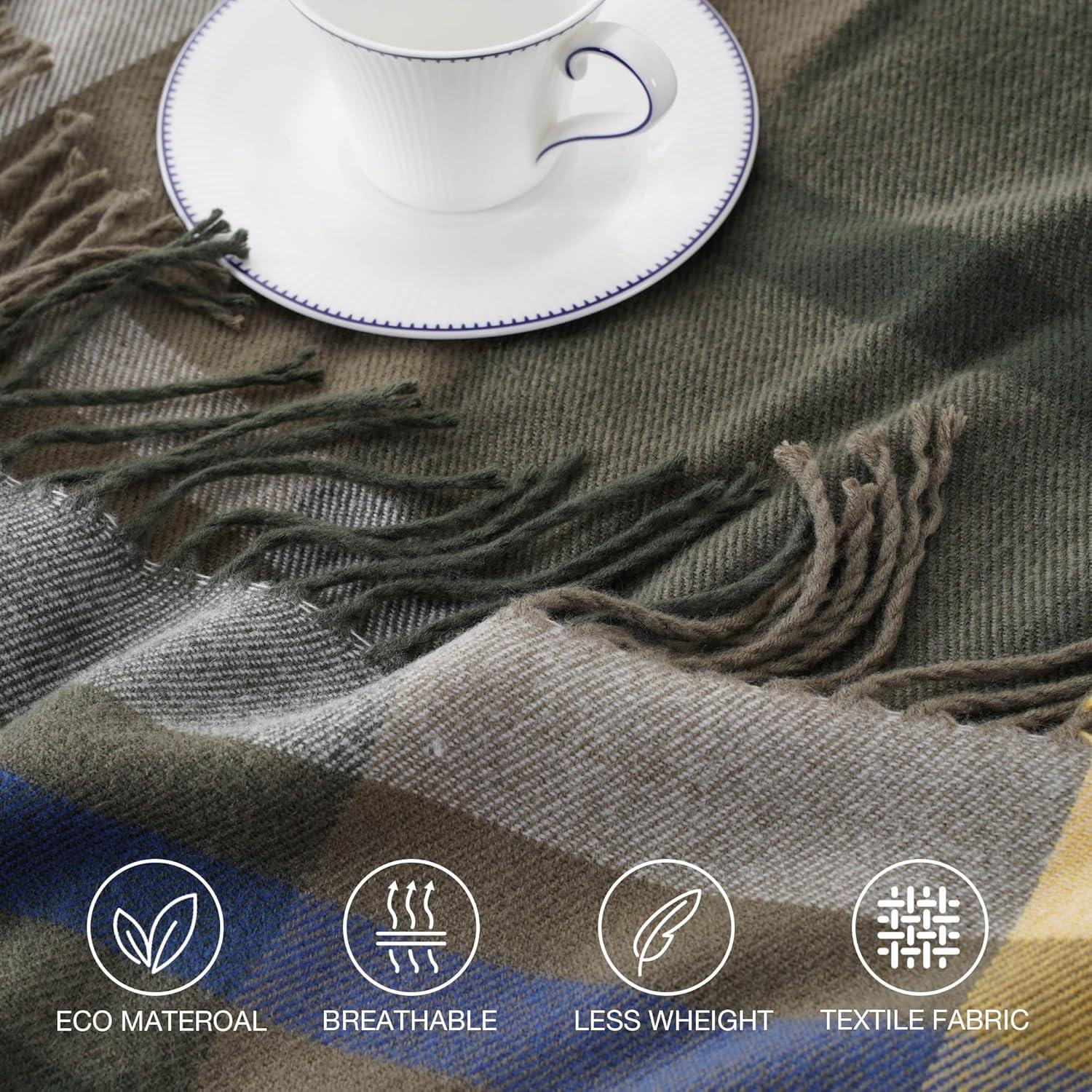 Battilo Classic Plaid Throw Blanket for Couch,Black&Beige,Buffalo Check Pattern Blanket for Picnic,50"x60"