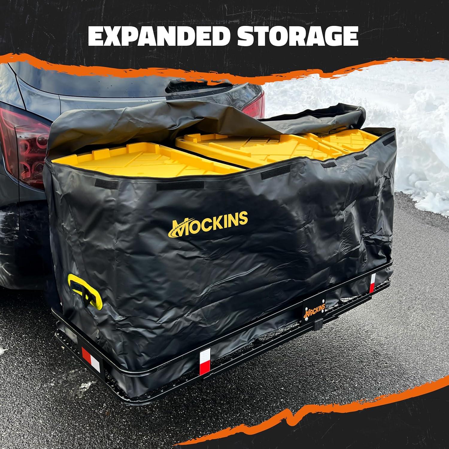 Mockins 20 Cu Ft. Yellow Weatherproof Cargo Carrier Bag (60"x20"x28.5") with Waterproof Zipper and Cargo Bag Accessories