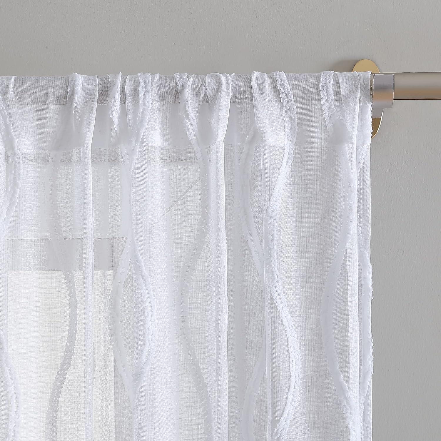 Juvenile Geometric Sheer Rod Pocket Curtain Panels (Set of 2)