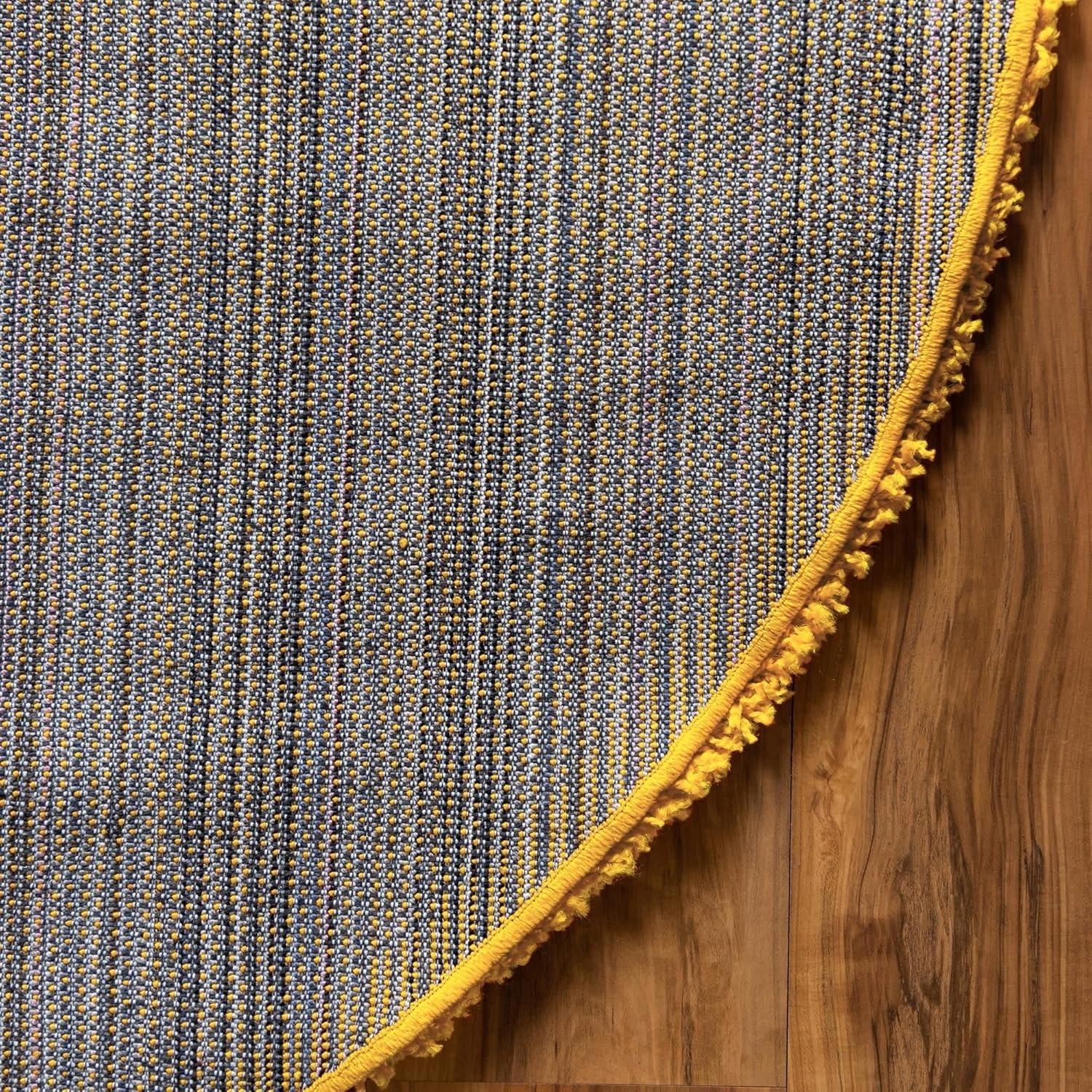 Unique Loom Solid Shag Collection Area Rug (5' 3" x 8' Oval Tuscan Sun Yellow)