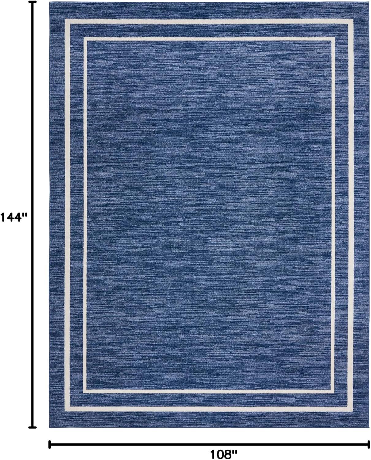 Nourison Essentials 9' x 12' Navy/Ivory Contemporary Bordered Indoor/Outdoor Area Rug