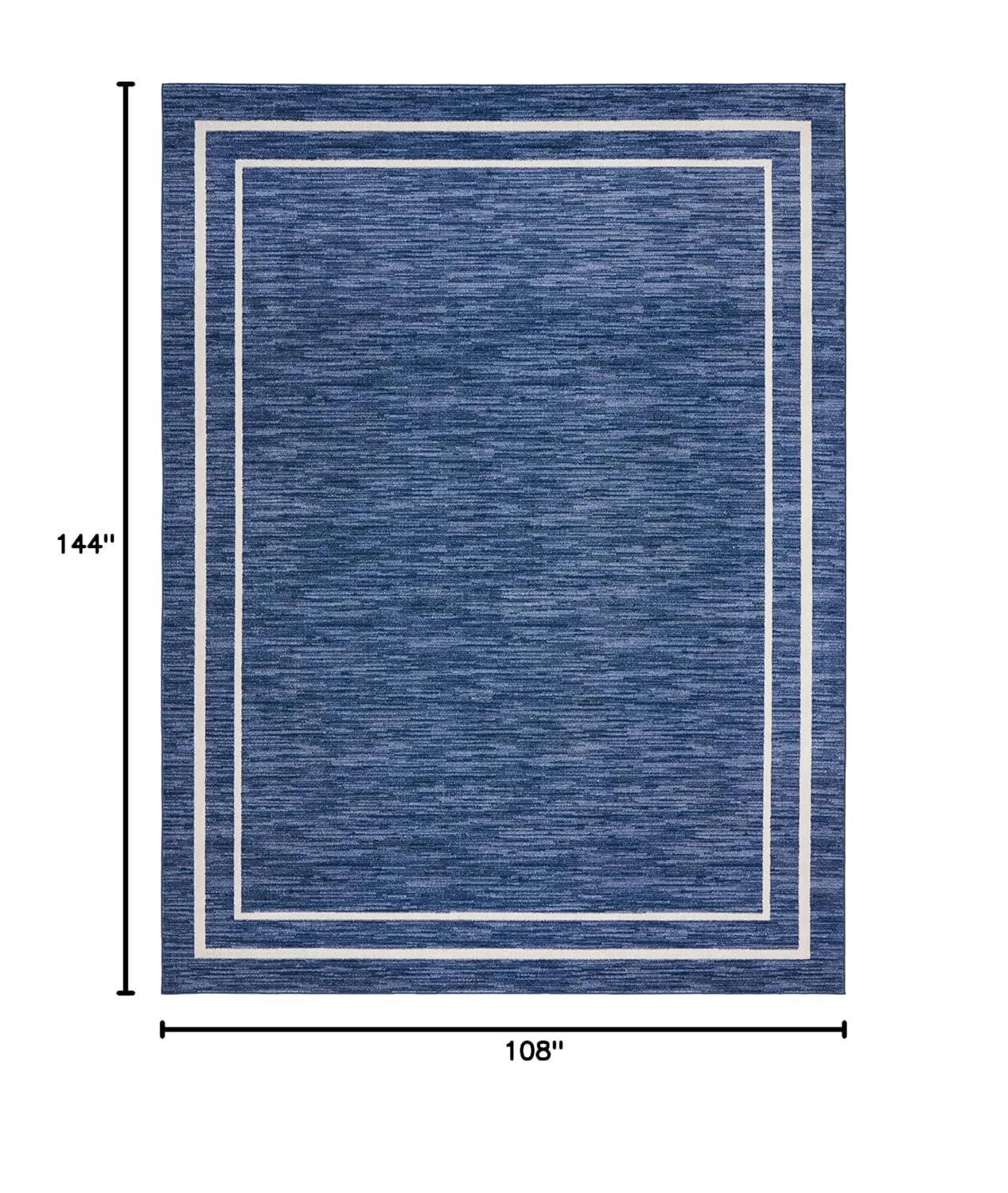 Nourison Essentials 9' x 12' Navy/Ivory Contemporary Bordered Indoor/Outdoor Area Rug