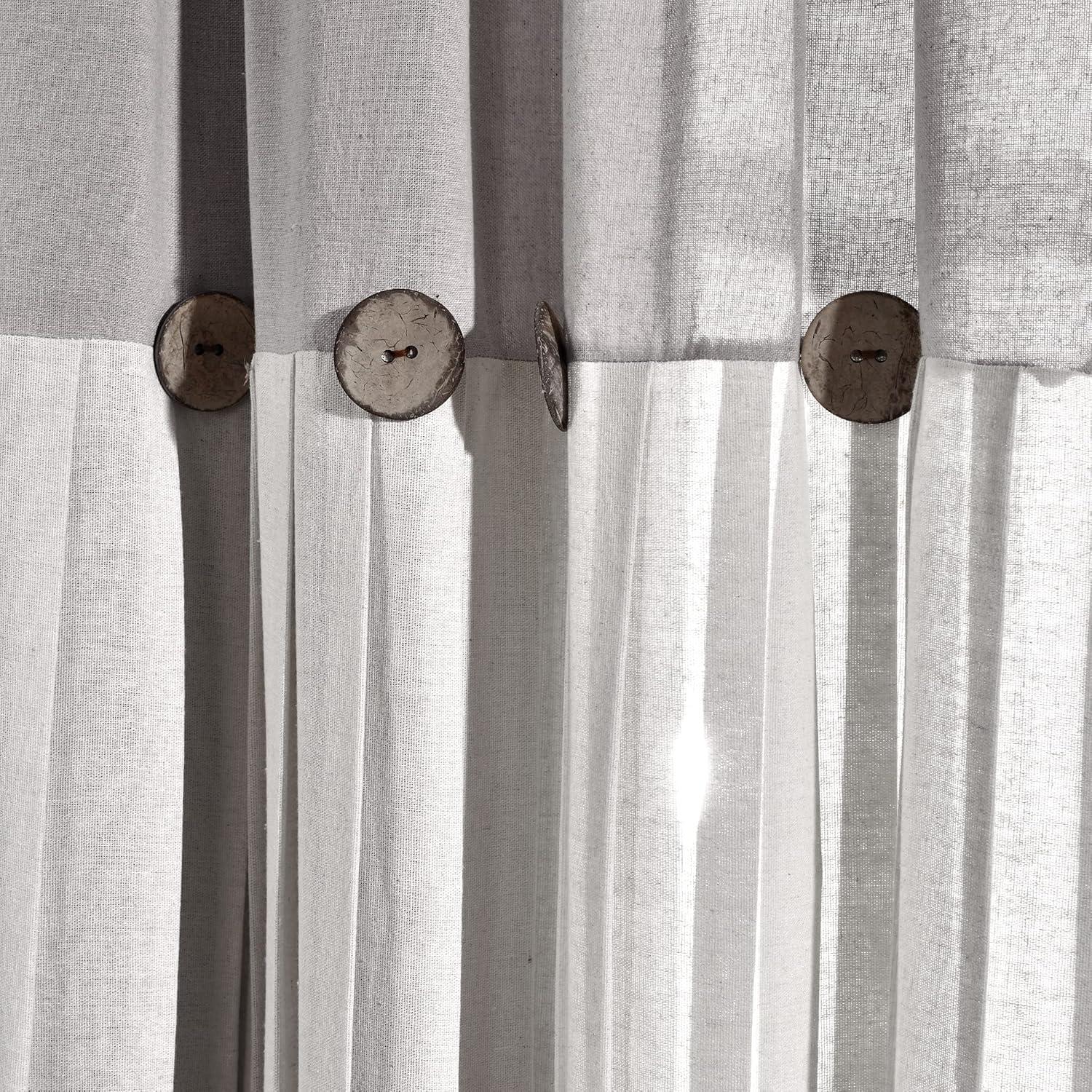 Lush Decor Linen Button Cotton Blend Tailored 29'' W Cafe Curtain (Set of 2)