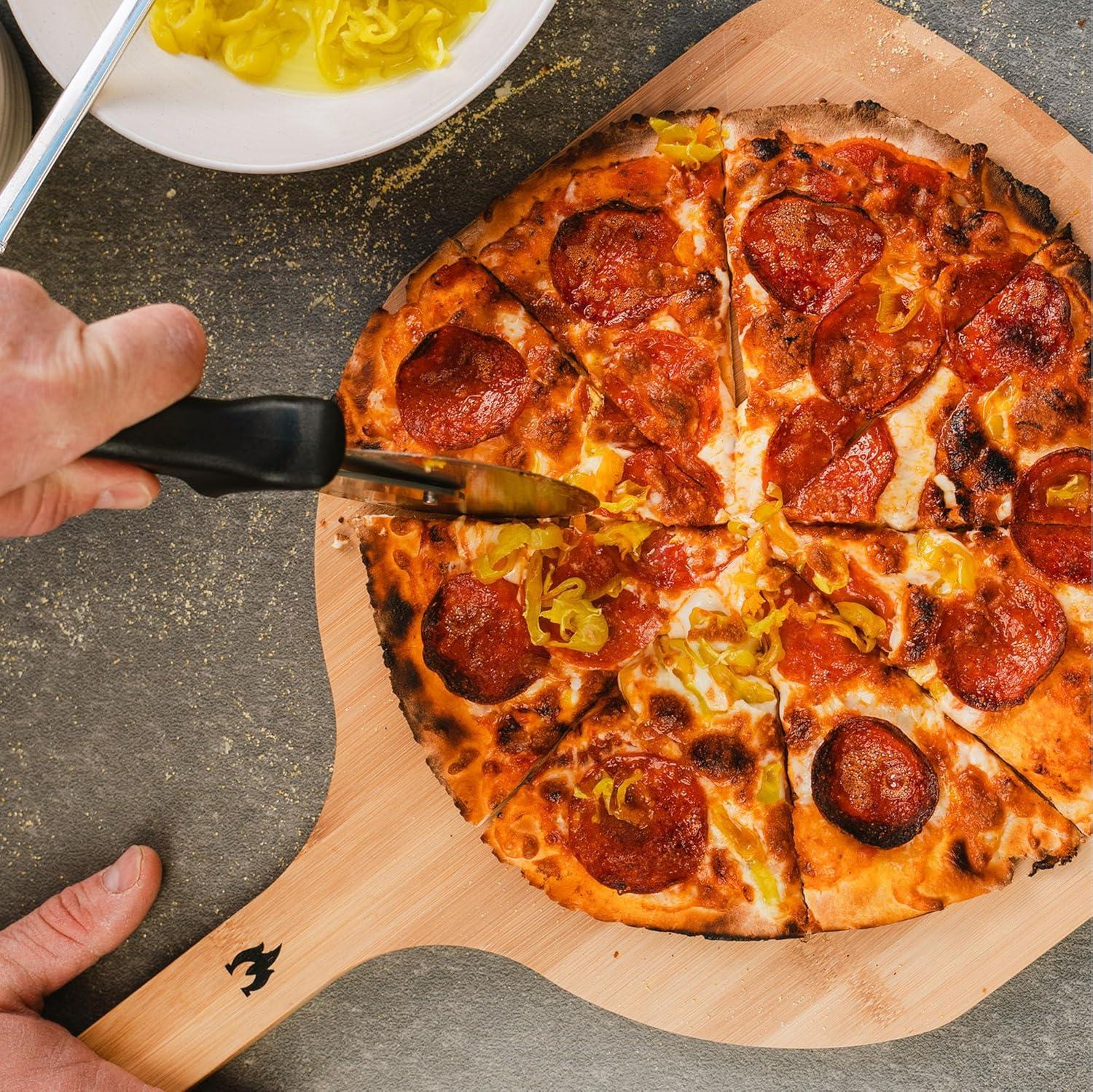 Stainless Steel Pizza Cutter with Black Handle