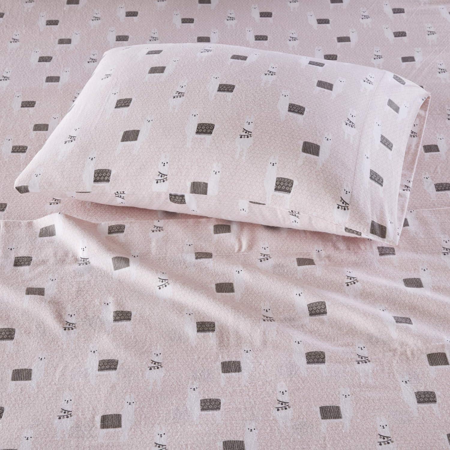 Pink Llamas Twin XL Cotton Flannel Kids Sheet Set