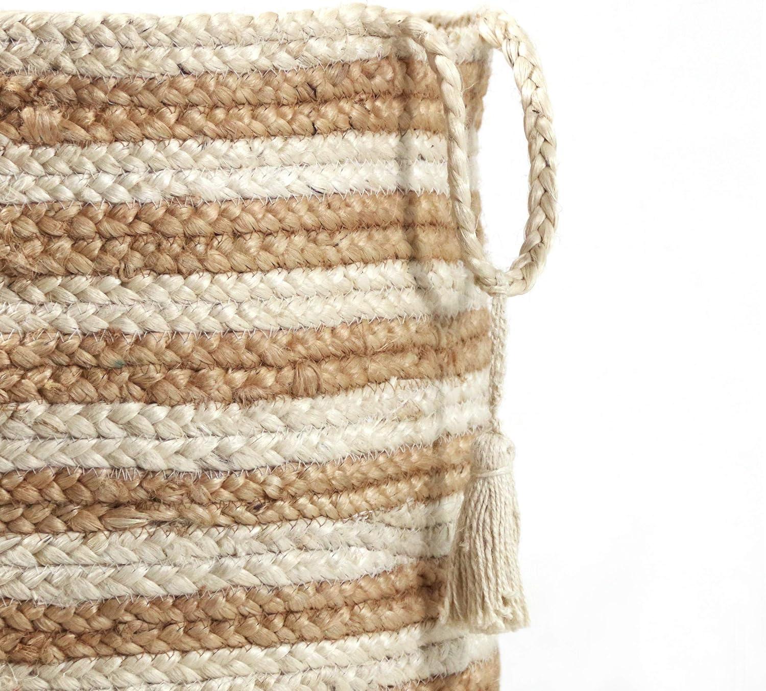 Dovecove Striped Relaxed Handmade Jute Basket