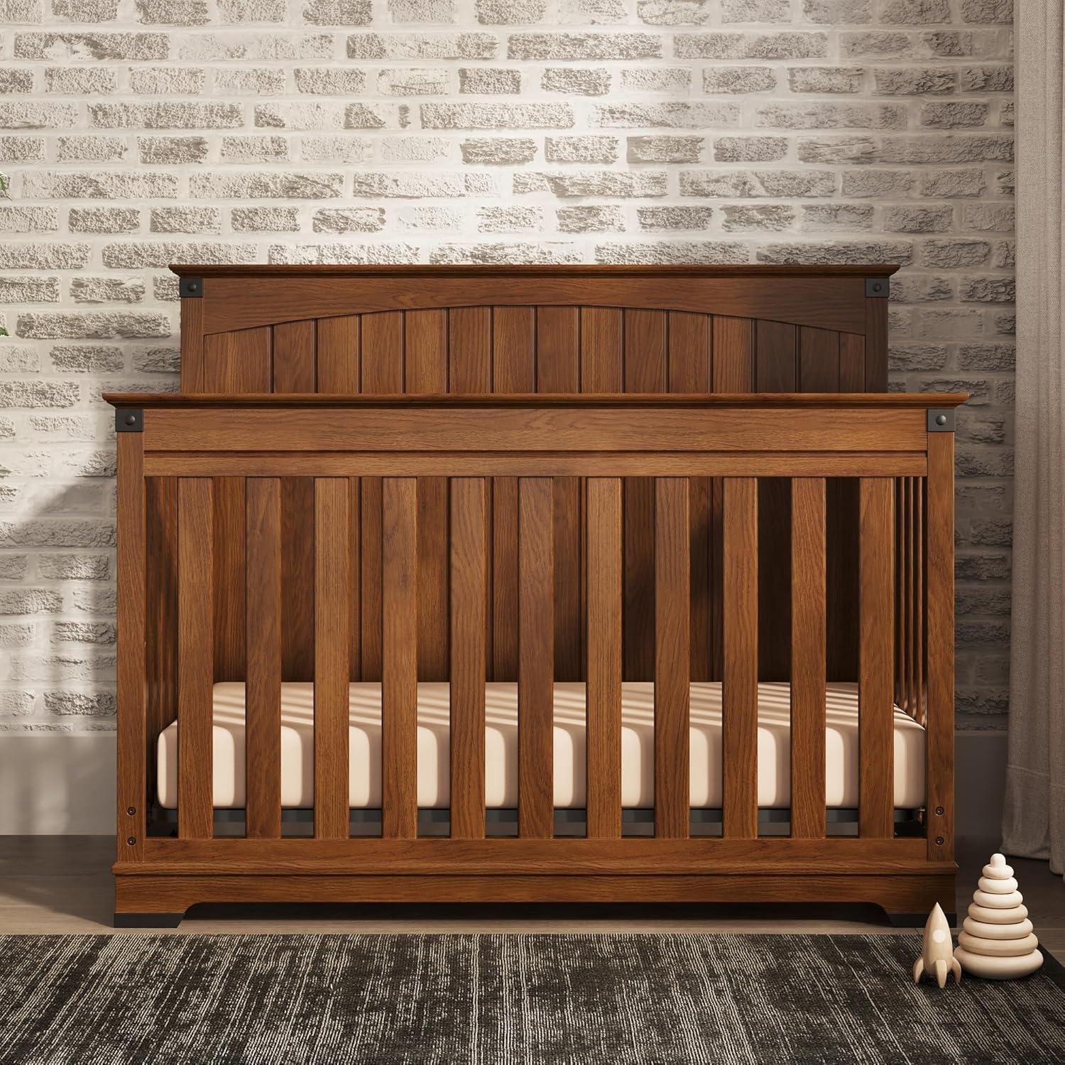 Child Craft Redmond Full Panel Crib, Dresser and Chest Nursery Set, 3-Piece, Includes 4-in-1 Convertible Crib, Dresser and Chest, Grows with Your Baby (Coach Cherry)