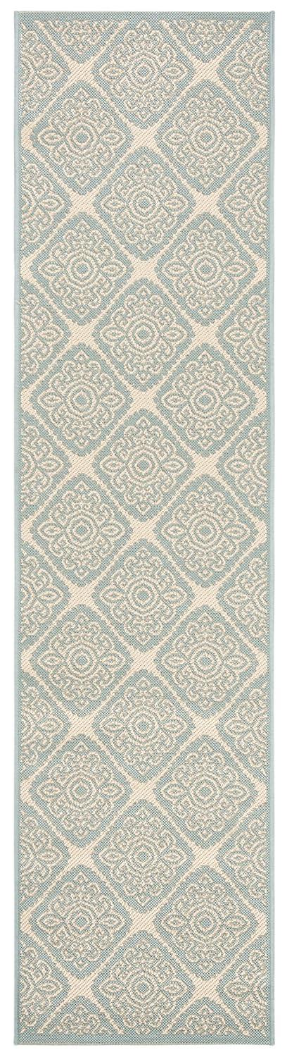 Cream Beige Flat Woven Geometric Synthetic Runner Rug