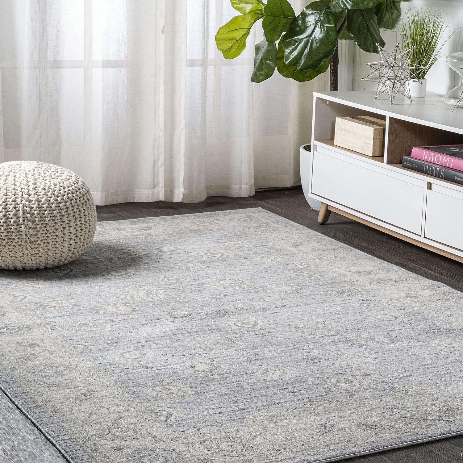 4' X 6' Modern Persian Vintage Moroccan Traditional Area Rug, Light Gray - JONATHAN Y