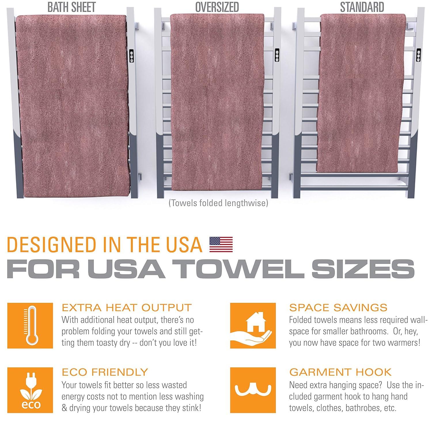 Brandon Basics Wall Mounted Electric Towel Warmer with Built-in Timer and Hardwired and Plug in Options, Stainless Steel - Polished