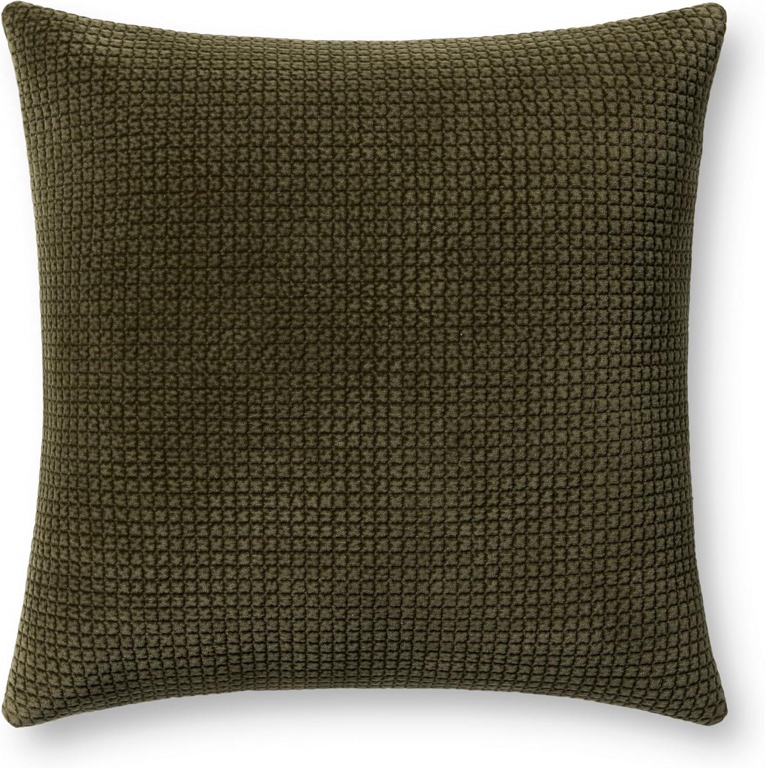 Dark Olive Quilted Velvet 22'' x 22'' Pillow with Poly Insert