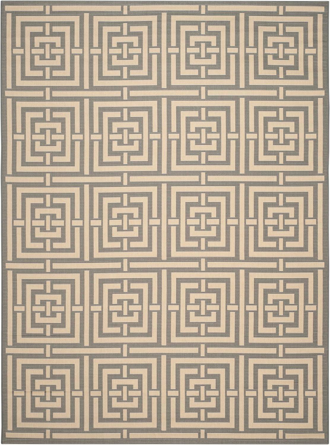 Courtyard CY6937 Power Loomed Indoor and Outdoor Area Rug - Grey/Cream - 9'x12' - Safavieh