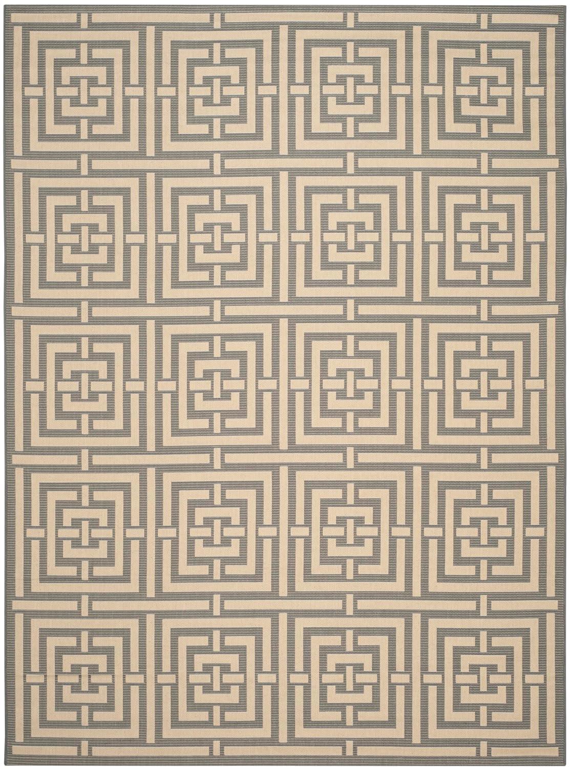 Courtyard CY6937 Power Loomed Indoor and Outdoor Area Rug - Grey/Cream - 9'x12' - Safavieh