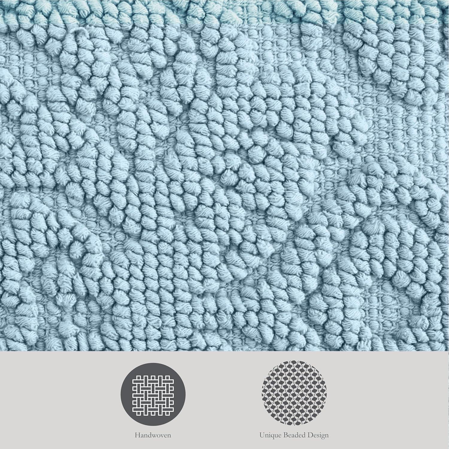 Jean Pierre Ricardo Cotton Fringe 21 x 34 in. Bath Rug, Light Blue