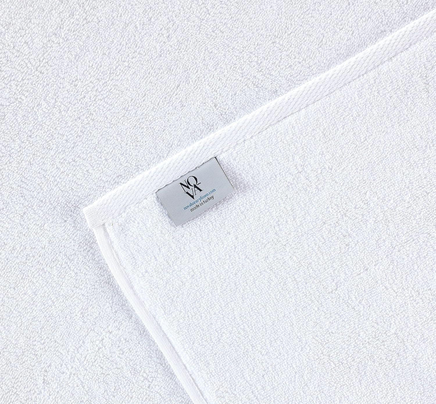American Soft Linen 4 Pack Hand Towel Set, 100% Cotton, 16 inch by 28 inch, Hand Face Towels for Bathroom, Bright White