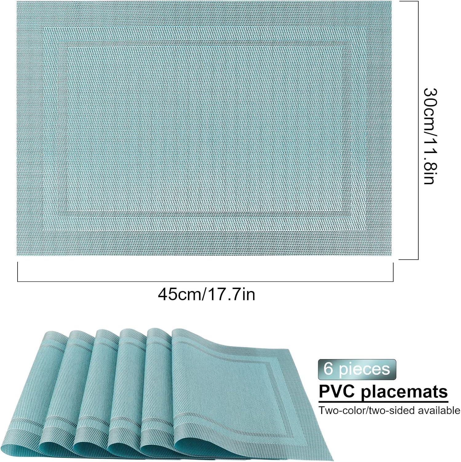 Placemats,Table Place Mats For Kitchen Dining, Heat-Resistant Anti-Skid Stain Washable PVC Table Mats, Easy To Cleaning Woven Vinyl Dinner Mats (6 Pack)