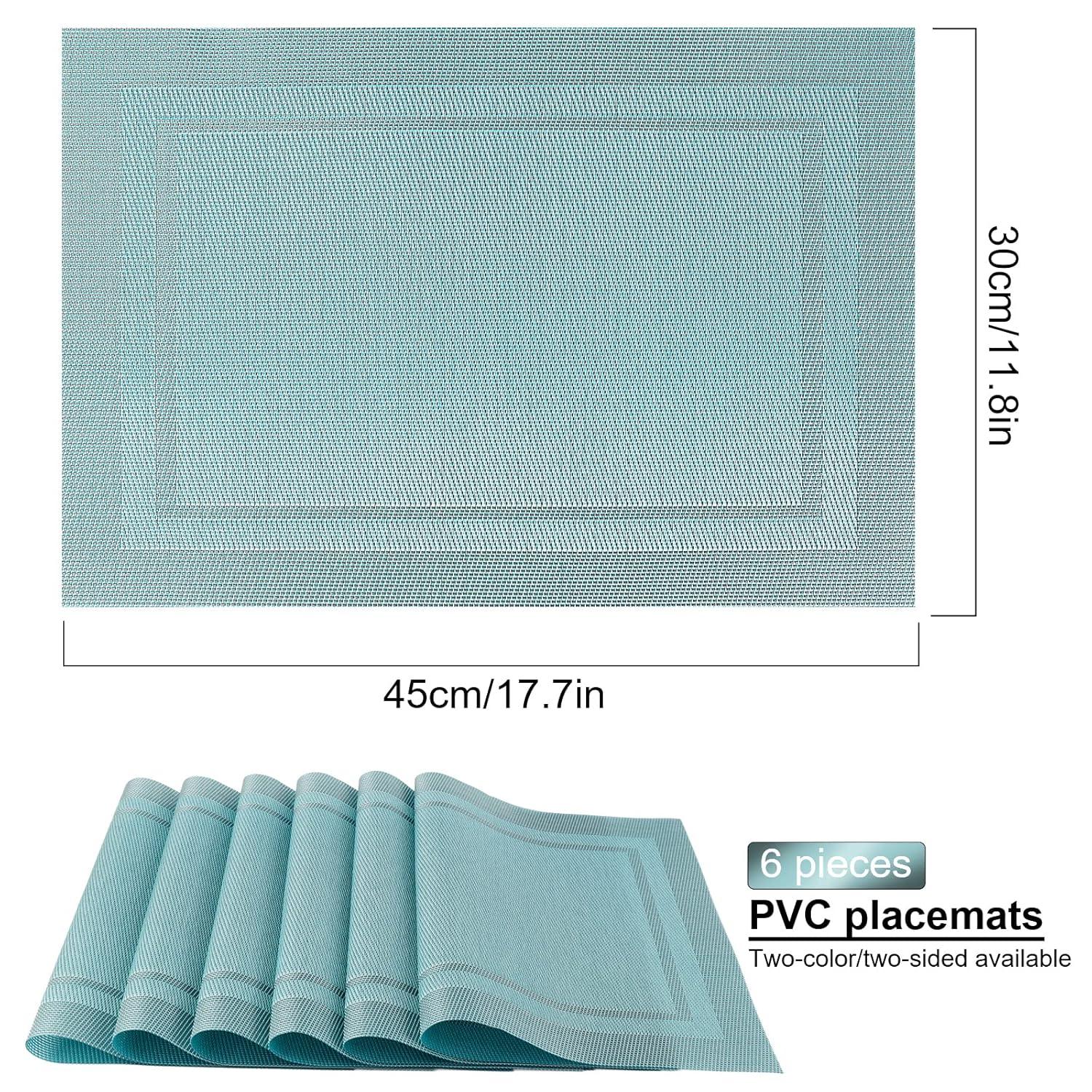 Placemats,Table Place Mats For Kitchen Dining, Heat-Resistant Anti-Skid Stain Washable PVC Table Mats, Easy To Cleaning Woven Vinyl Dinner Mats (6 Pack)