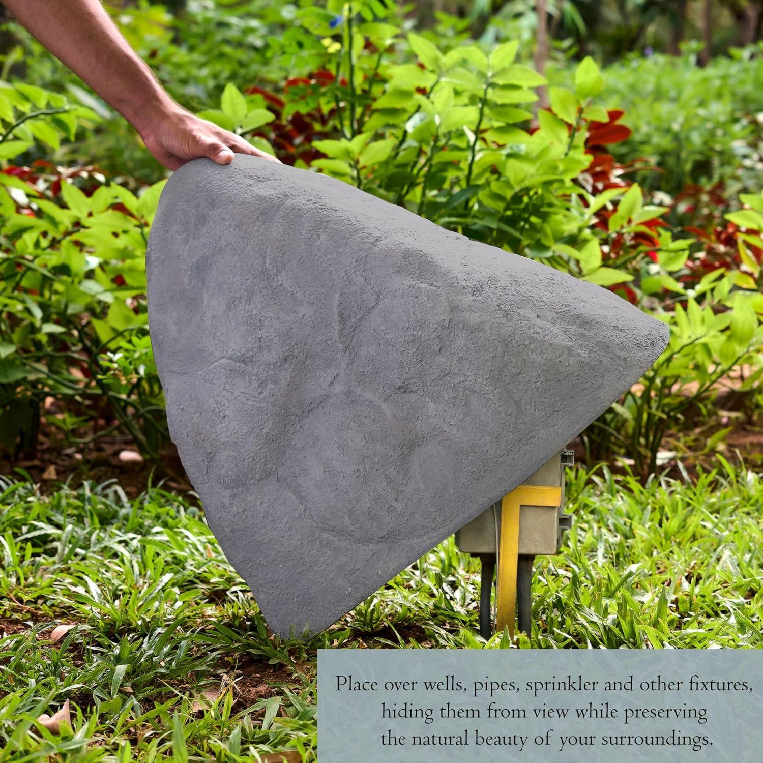 Naliyah Decorative Outdoor Weather-Resistant Monument-Shaped Faux Fiberglass Rock in Granite Gray