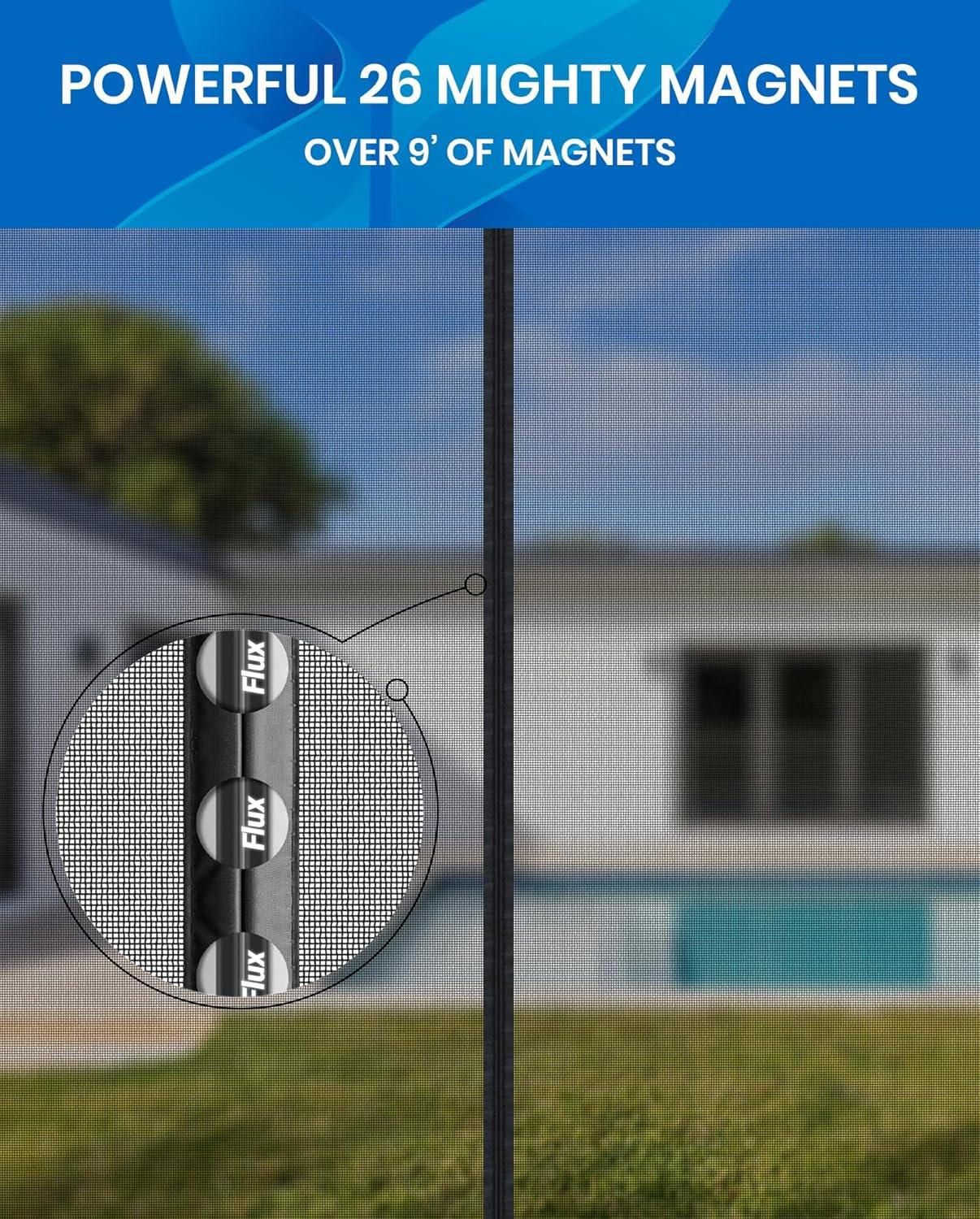 Easy Install Upgraded Magnetic Screen Door Mesh 38”x82” – Strong Magnets, Pet Tested, Keeps Bugs Out