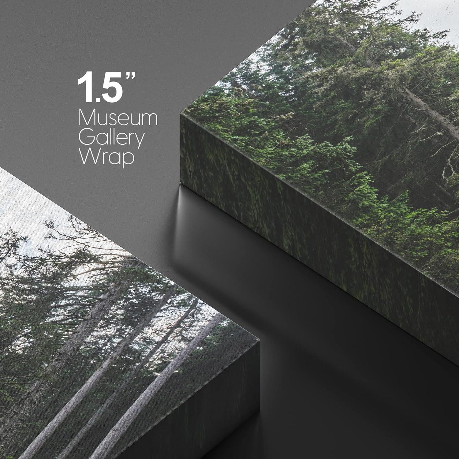 wall26 Canvas Print Wall Art Fall Green Forest with Lake Reflection Nature Wilderness Photography Modern Art Rustic Scenic Colorful Multicolor for Living Room, Bedroom, Office - 24"x36"