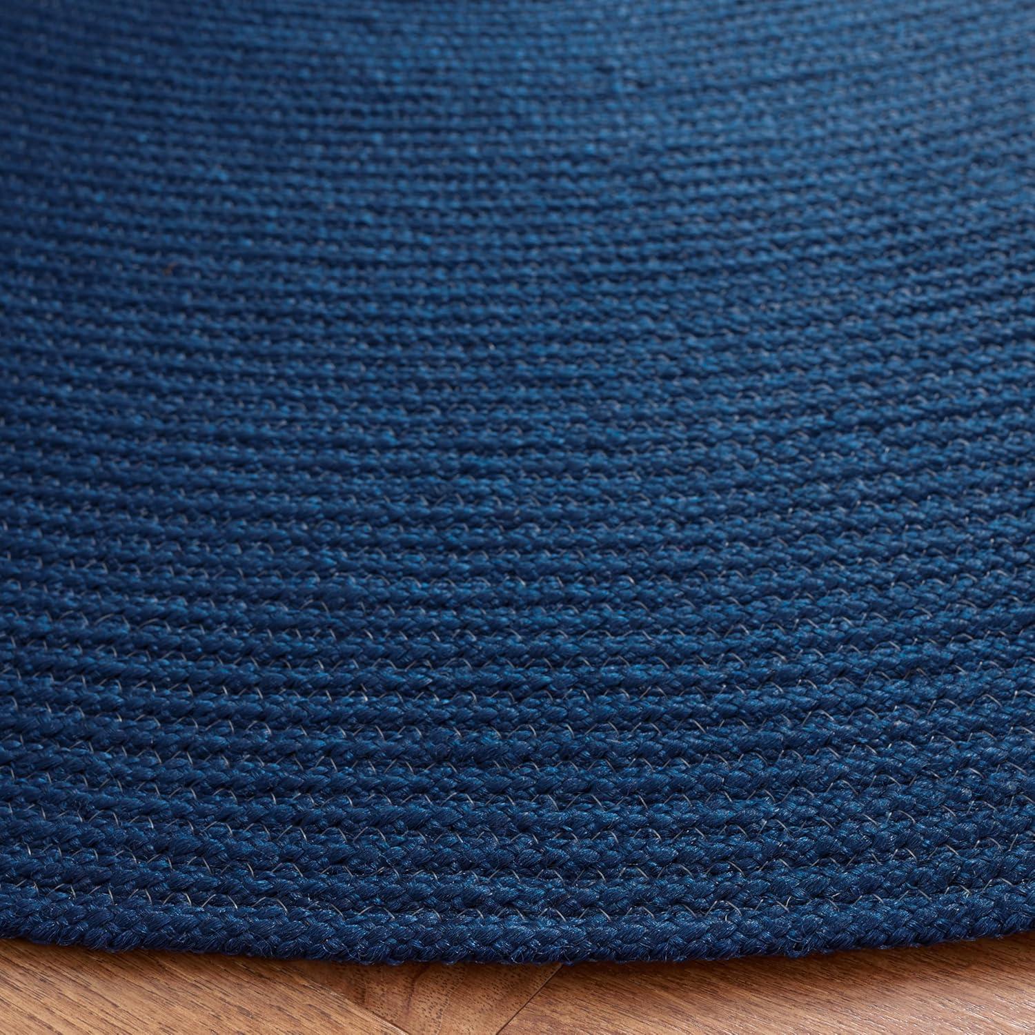 Braided BRD402 Hand Woven Area Rug - Dark Blue - 5' round - Safavieh.