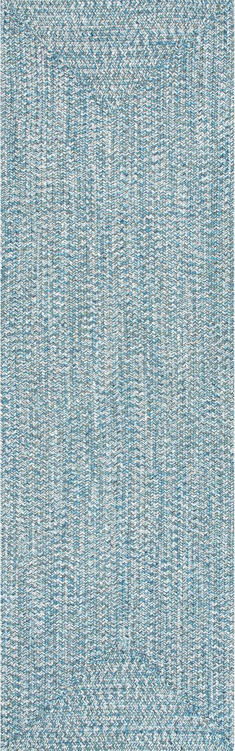 nuLOOM Wynn Braided Indoor/Outdoor Aqua 2' 6" x 8' Casual Runner Rug