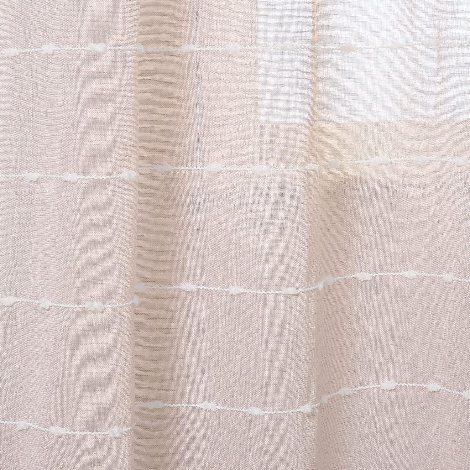 Farmhouse Textured Sheer Polyester Sheer Curtain Pair