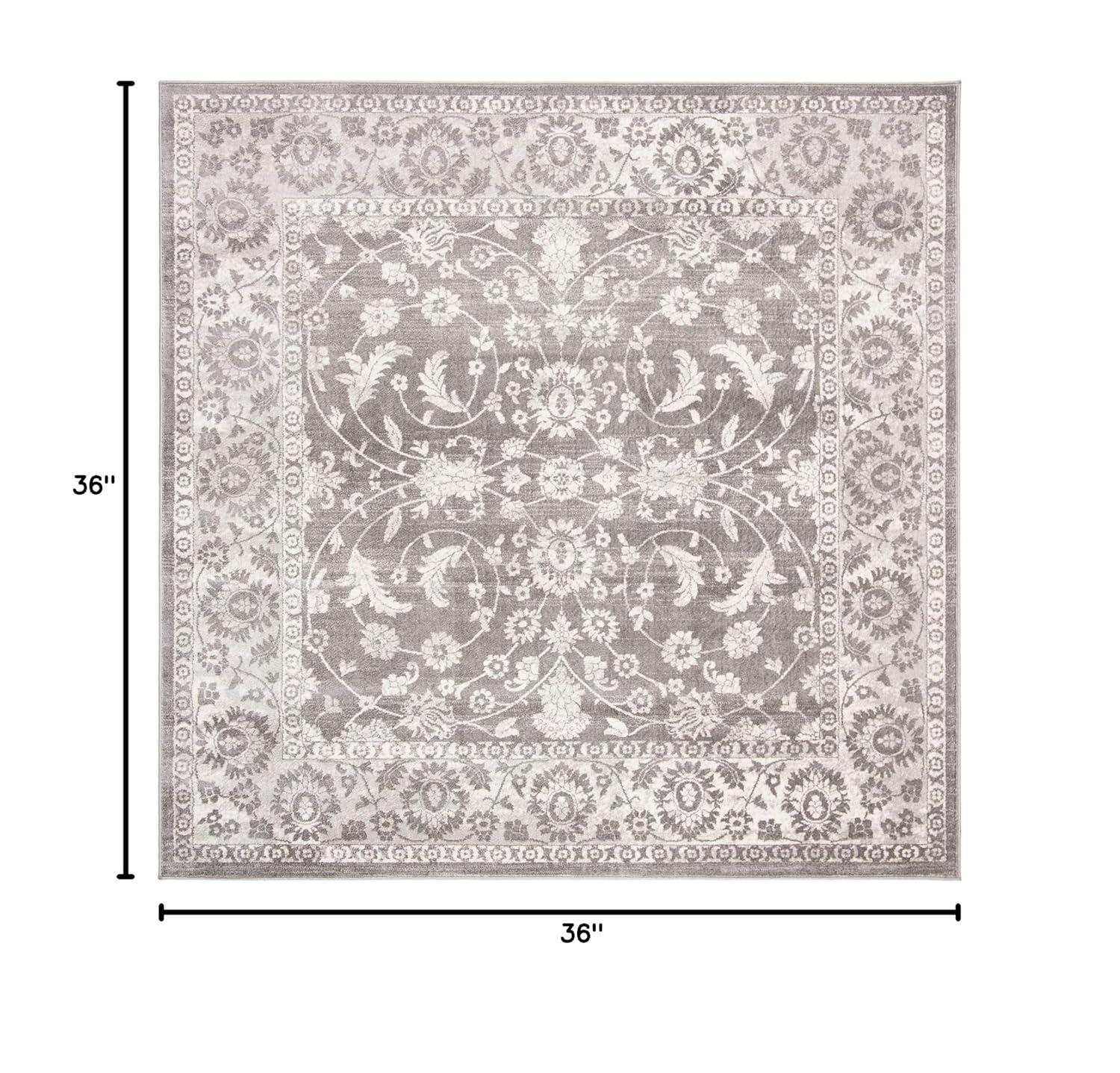 Brentwood BNT844 Power Loomed Area Rug - Cream/Grey - 3' X 3' Square - Safavieh.