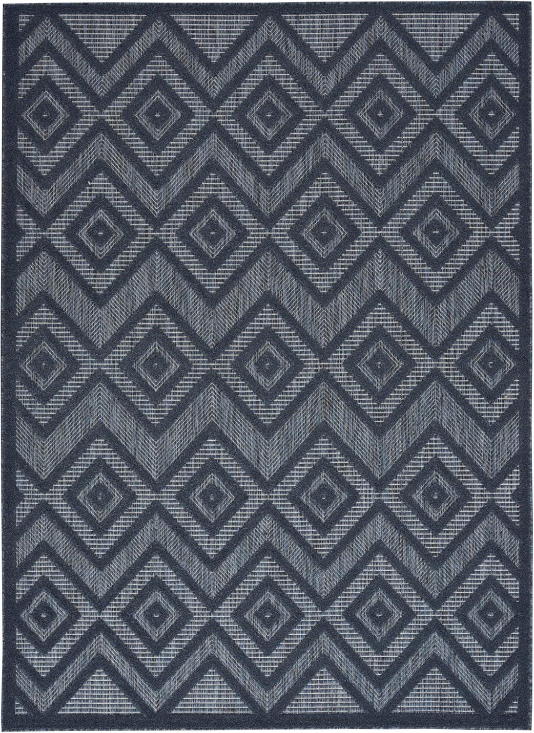 Foundry Select Versatile Diamond Navy Blue Indoor/Outdoor Area Rug