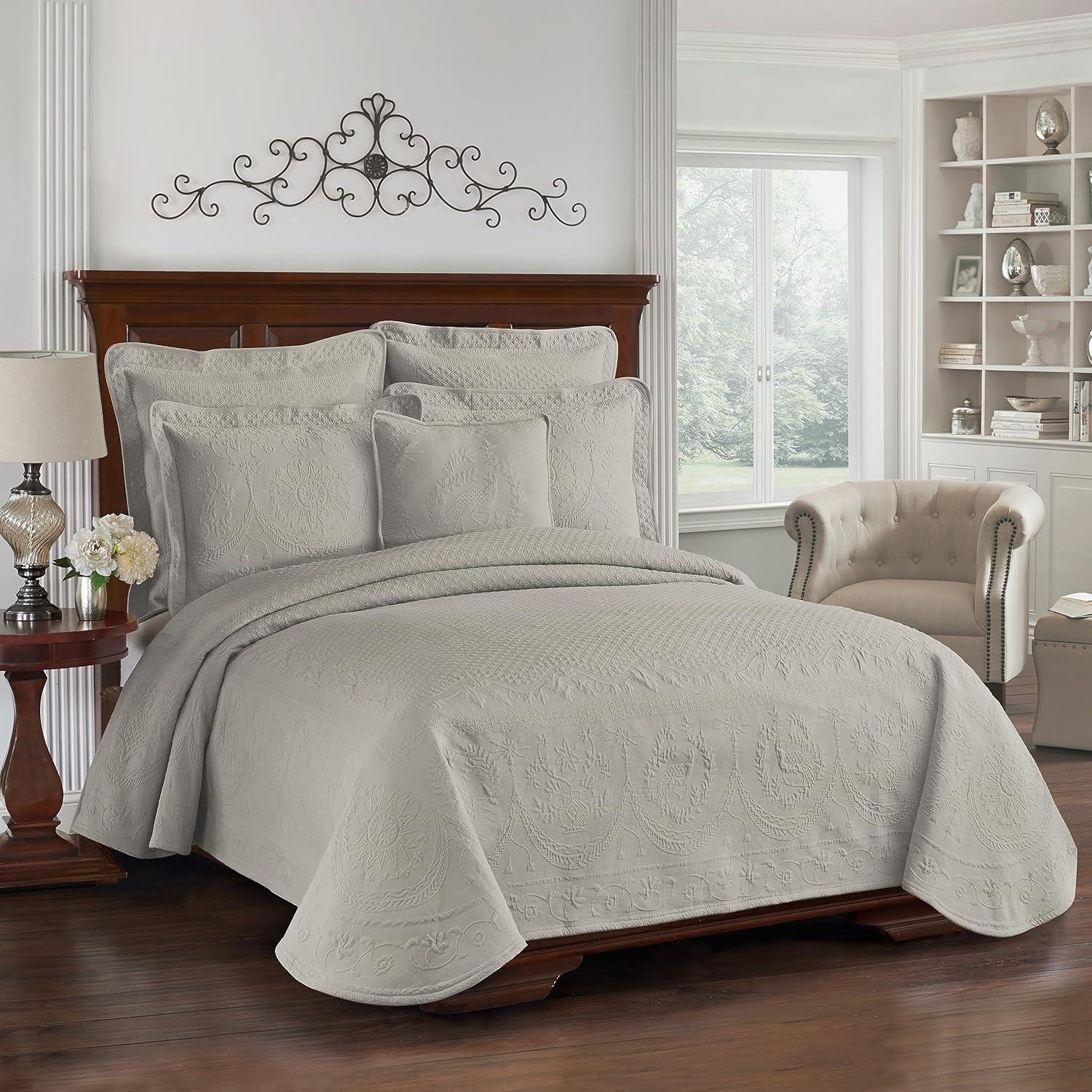 Charleston Classic Gray King Cotton Reversible Coverlet