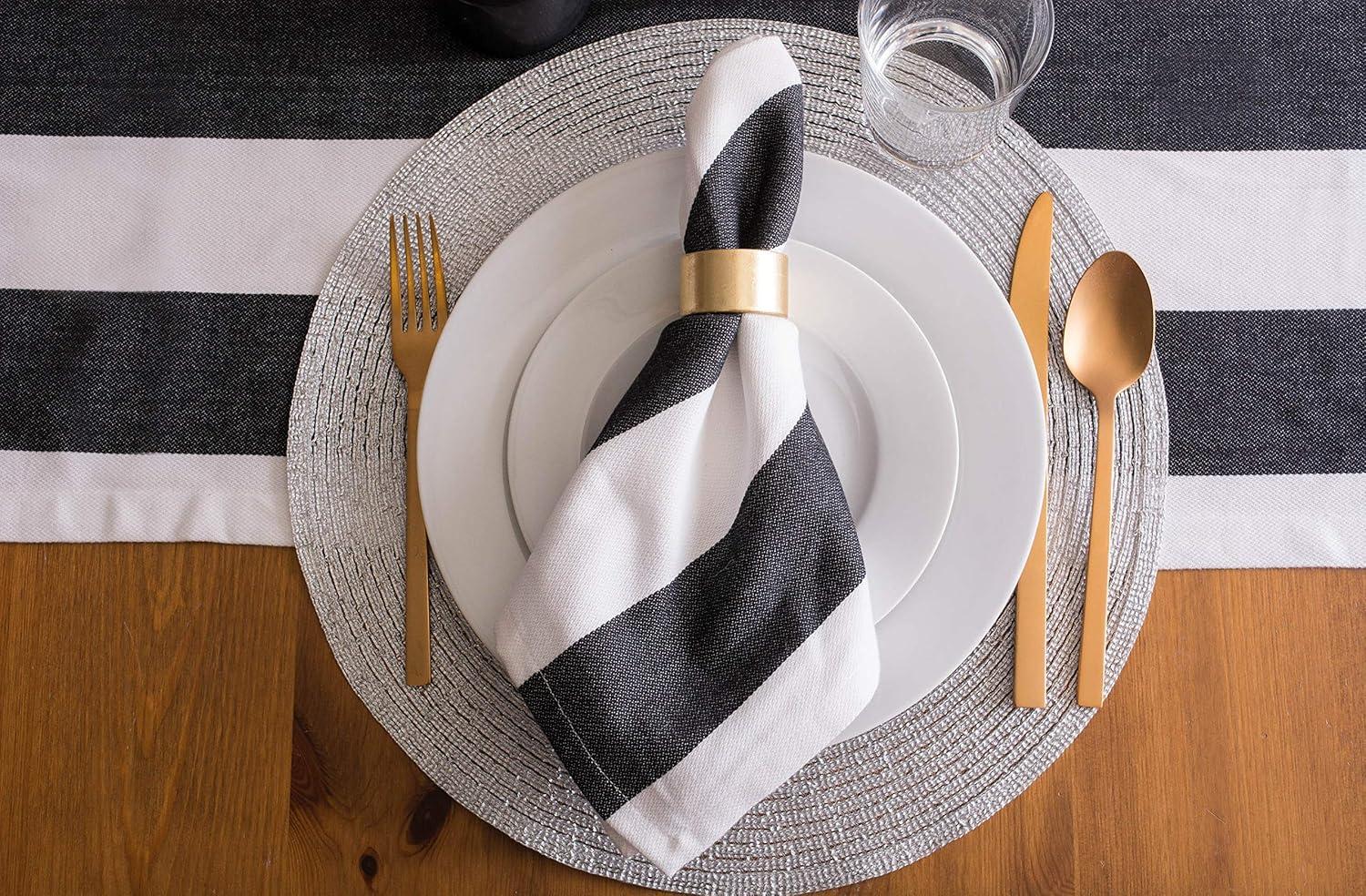 Metallic Silver Round Polypropylene Woven Placemat (Set of 6)