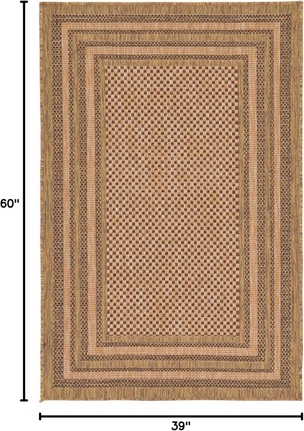 Light Brown and Gold Rectangular Outdoor Rug