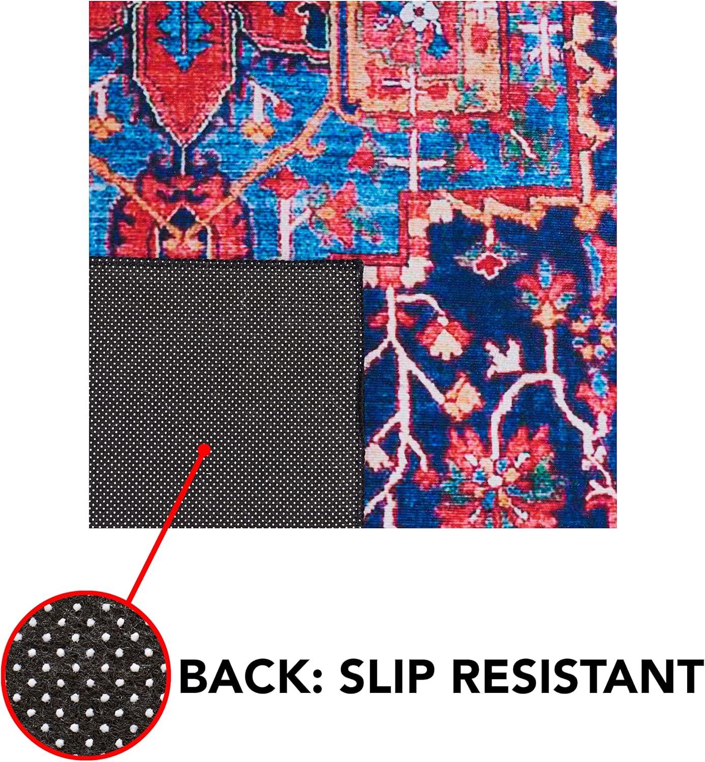 Tucson TSN121 Power Loomed Machine Washable Area Rug - Navy/Red - 3'x5' - Safavieh.