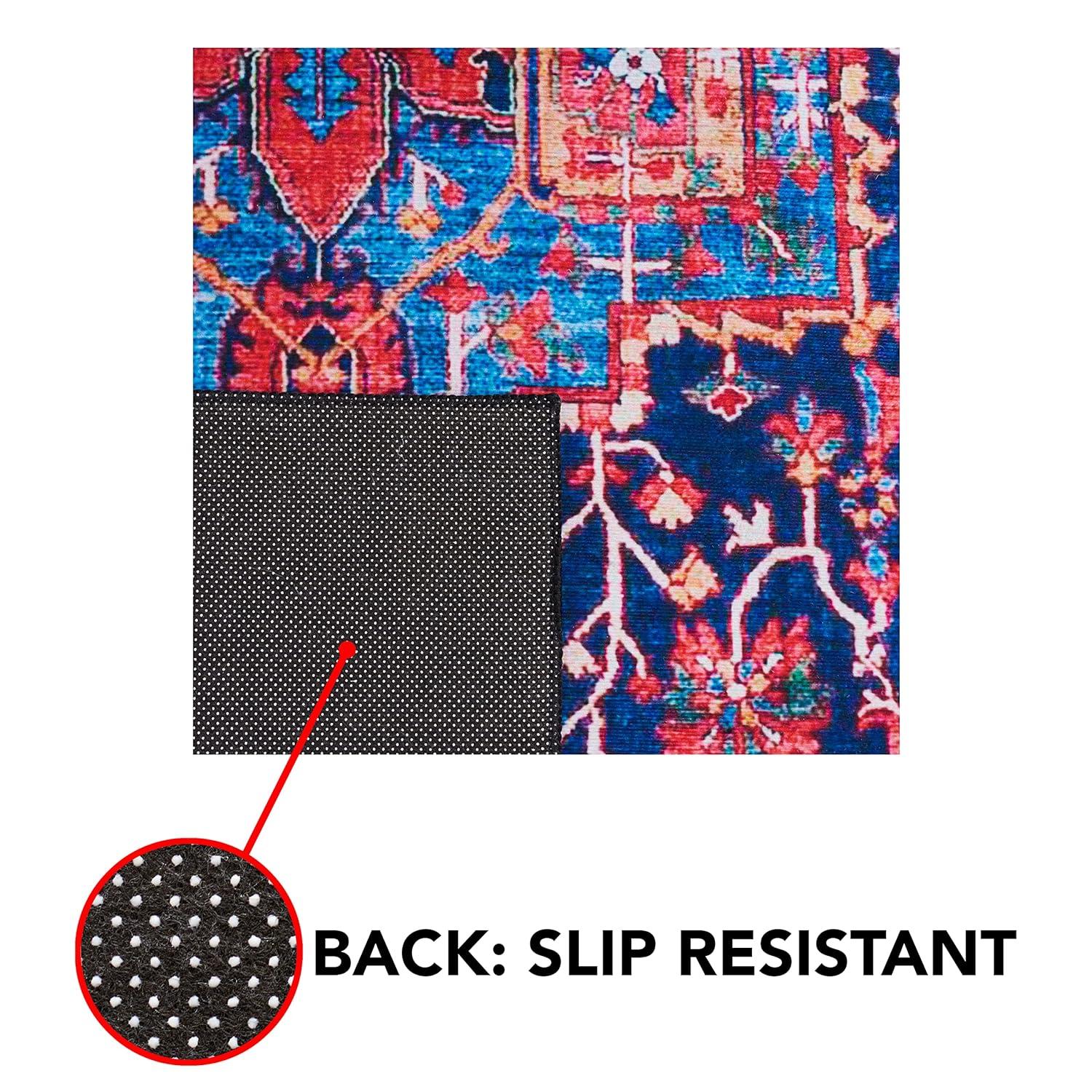 Tucson TSN121 Power Loomed Machine Washable Area Rug - Navy/Red - 3'x5' - Safavieh.
