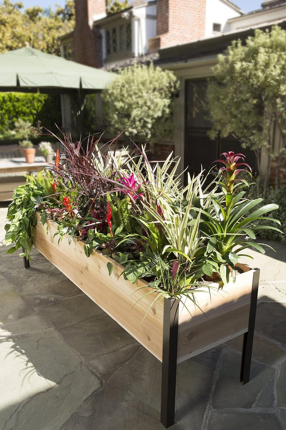 Gardener's Supply Company Elevated Cedar Raised Garden Bed | 2' x 8' Heavy Duty Standing Planter Box with Aluminum Corners for Outdoor Plants Vegetables Flowers | Perfect for Patio & Backyard