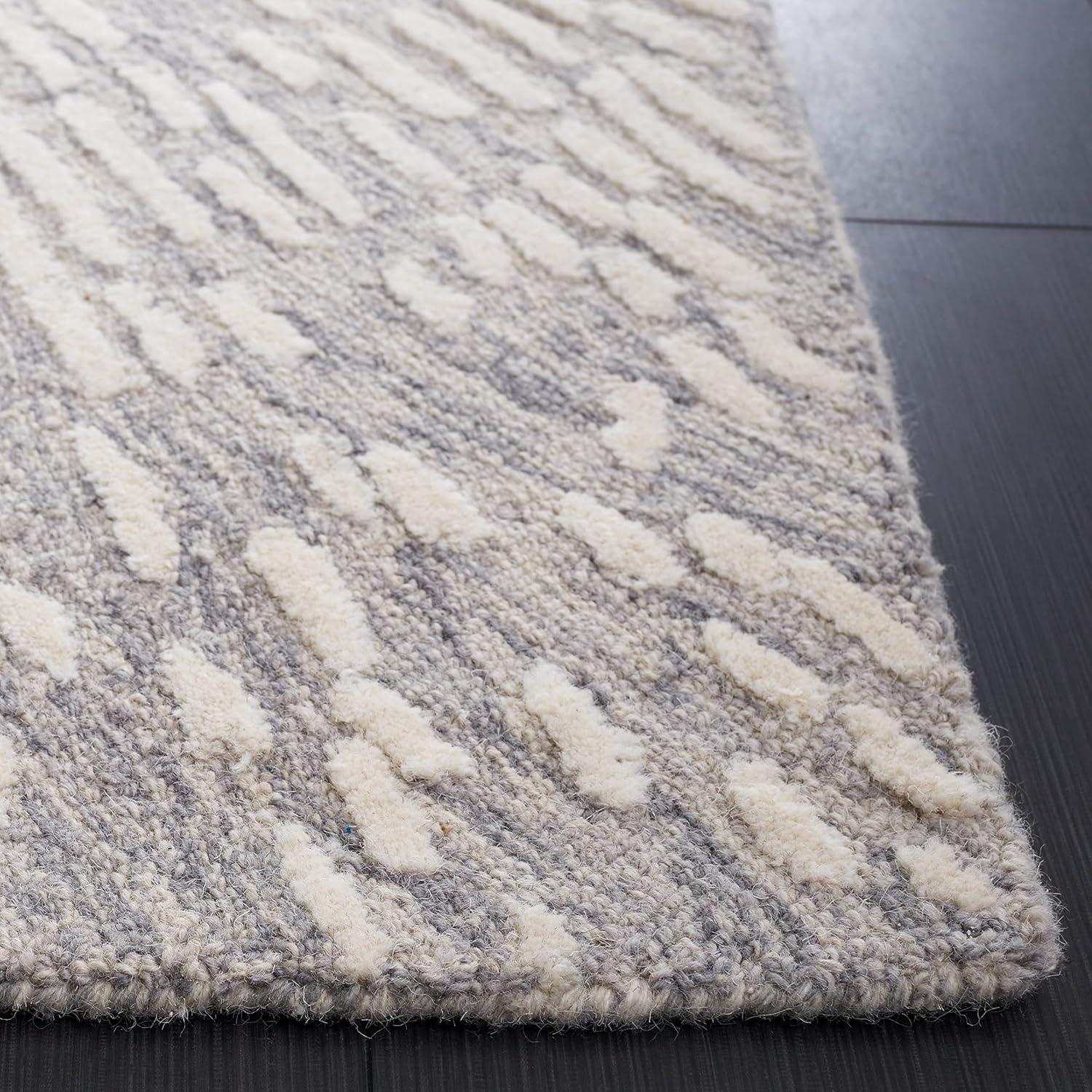 Gray and Ivory Hand-Tufted Wool Square Area Rug