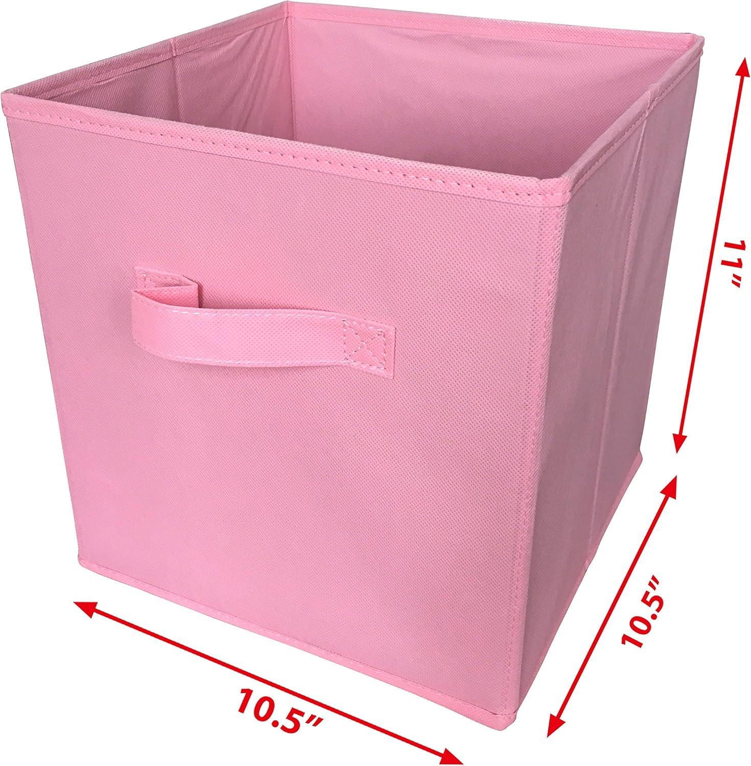 Sodynee FBA_SCB6PI Foldable Cloth Storage Cube Basket Bins Organizer Containers Drawers, 6 Pack, 11 x 10.5 x 10.5 in, New Pink