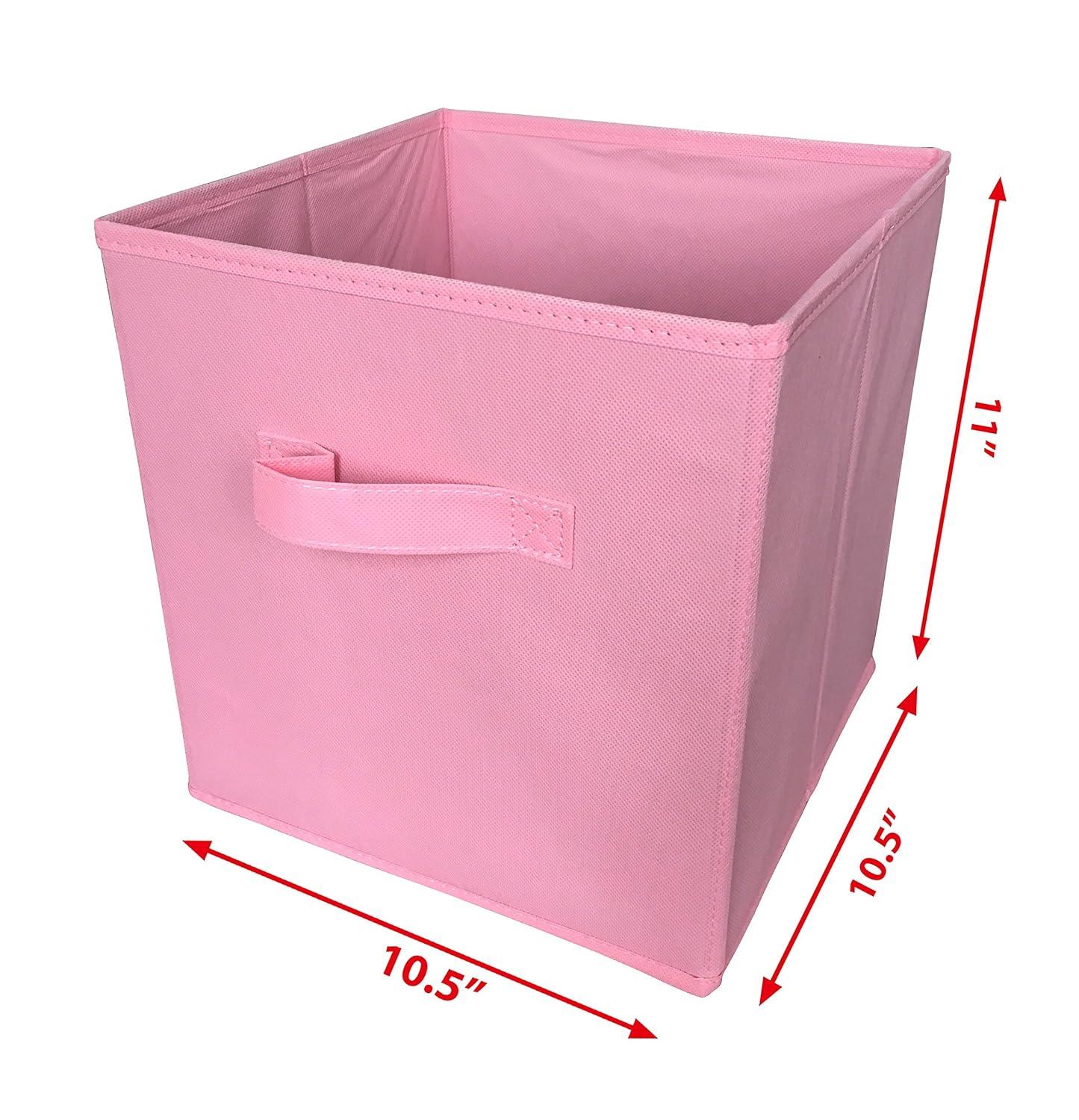 Sodynee FBA_SCB6PI Foldable Cloth Storage Cube Basket Bins Organizer Containers Drawers, 6 Pack, 11 x 10.5 x 10.5 in, New Pink