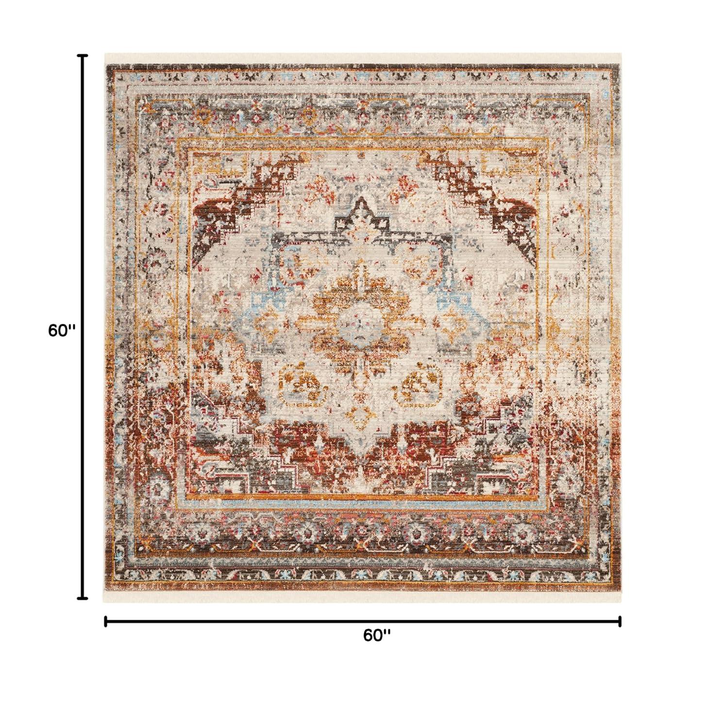 Vintage Persian VTP438 Power Loomed Indoor Area Rug - Cream/Multi - 5'x5' - Safavieh