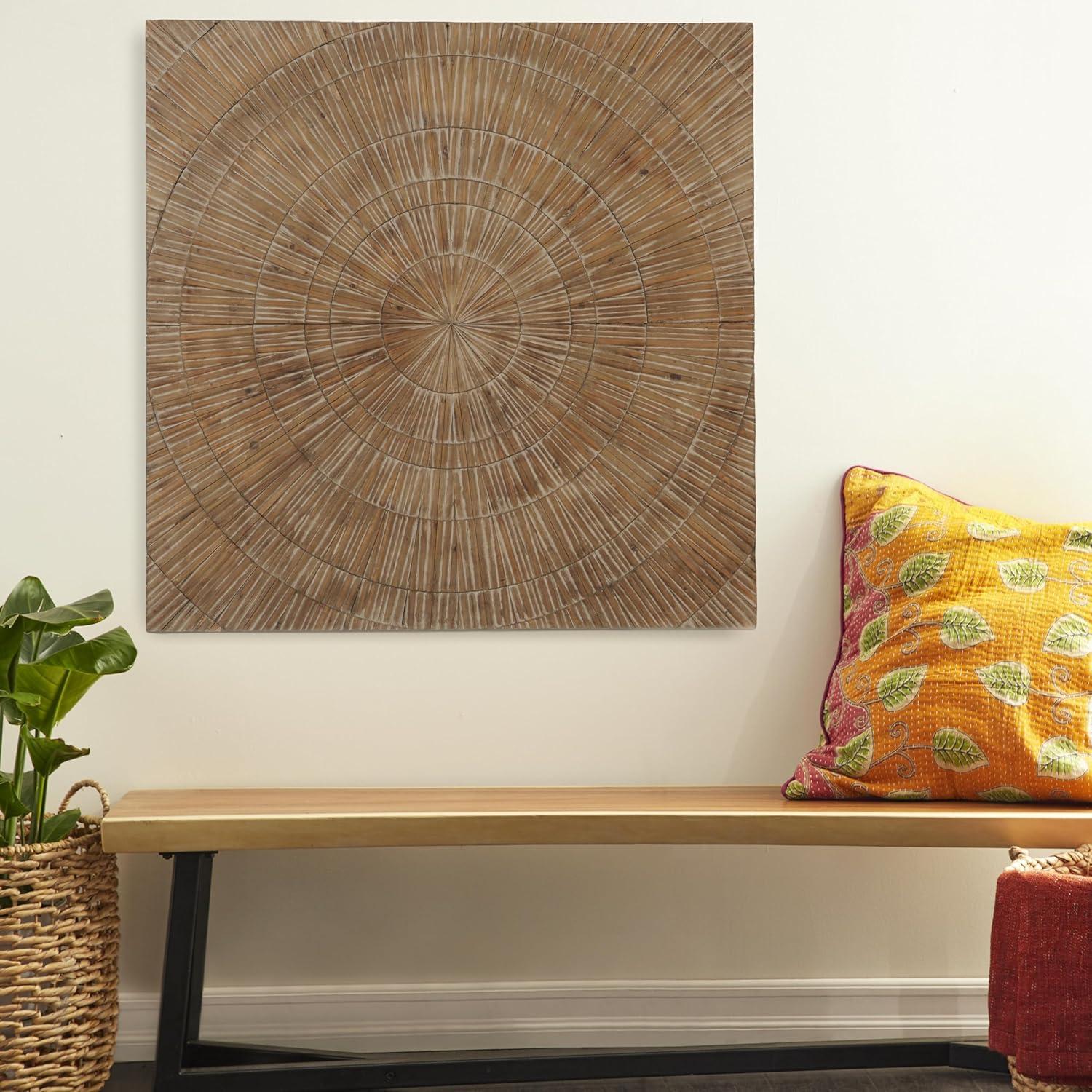 Wood Starburst Handmade Radial Wall Decor Brown - Olivia & May: Coastal Style, Abstract Art