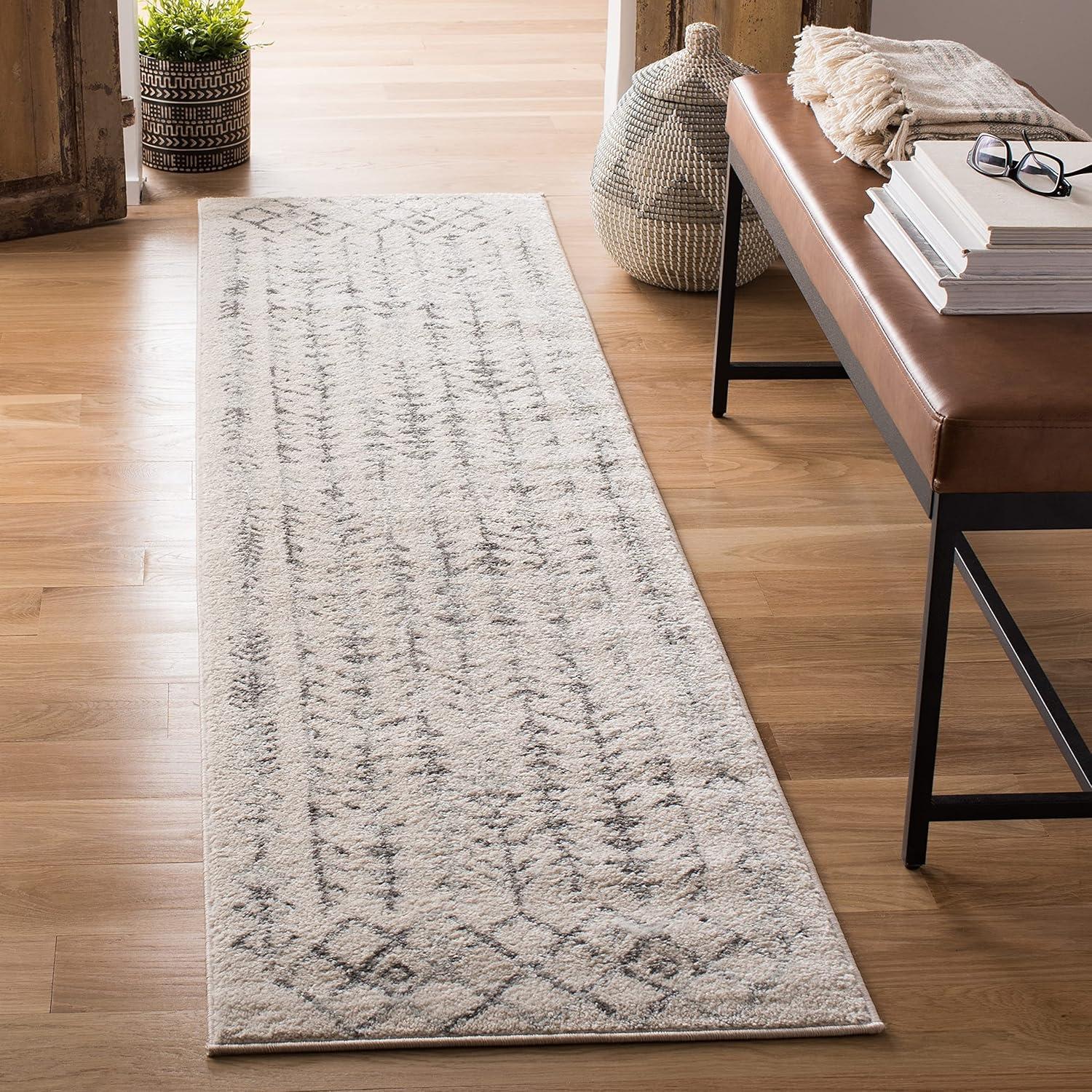 SAFAVIEH Tulum Goddard Moroccan Geometric Area Rug, 9' x 12', Light Grey/Ivory