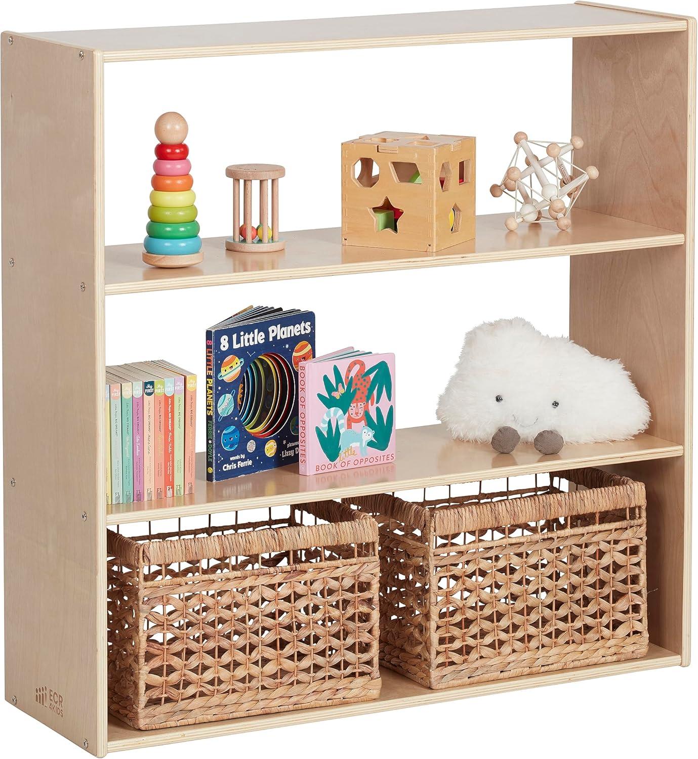 ECR4Kids Streamline 3-Shelf Storage Cabinet, 36in High, Double-Sided Display